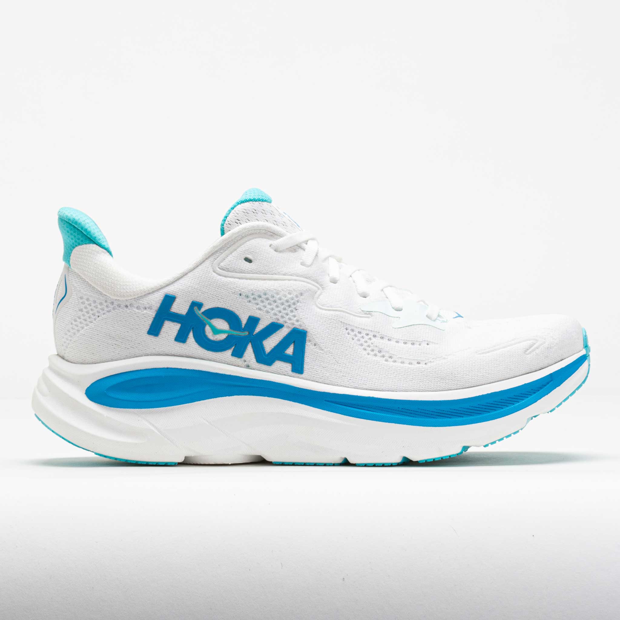 042233_3 HOKA Clifton 10 Mens White/Skyward Blue - Image 1