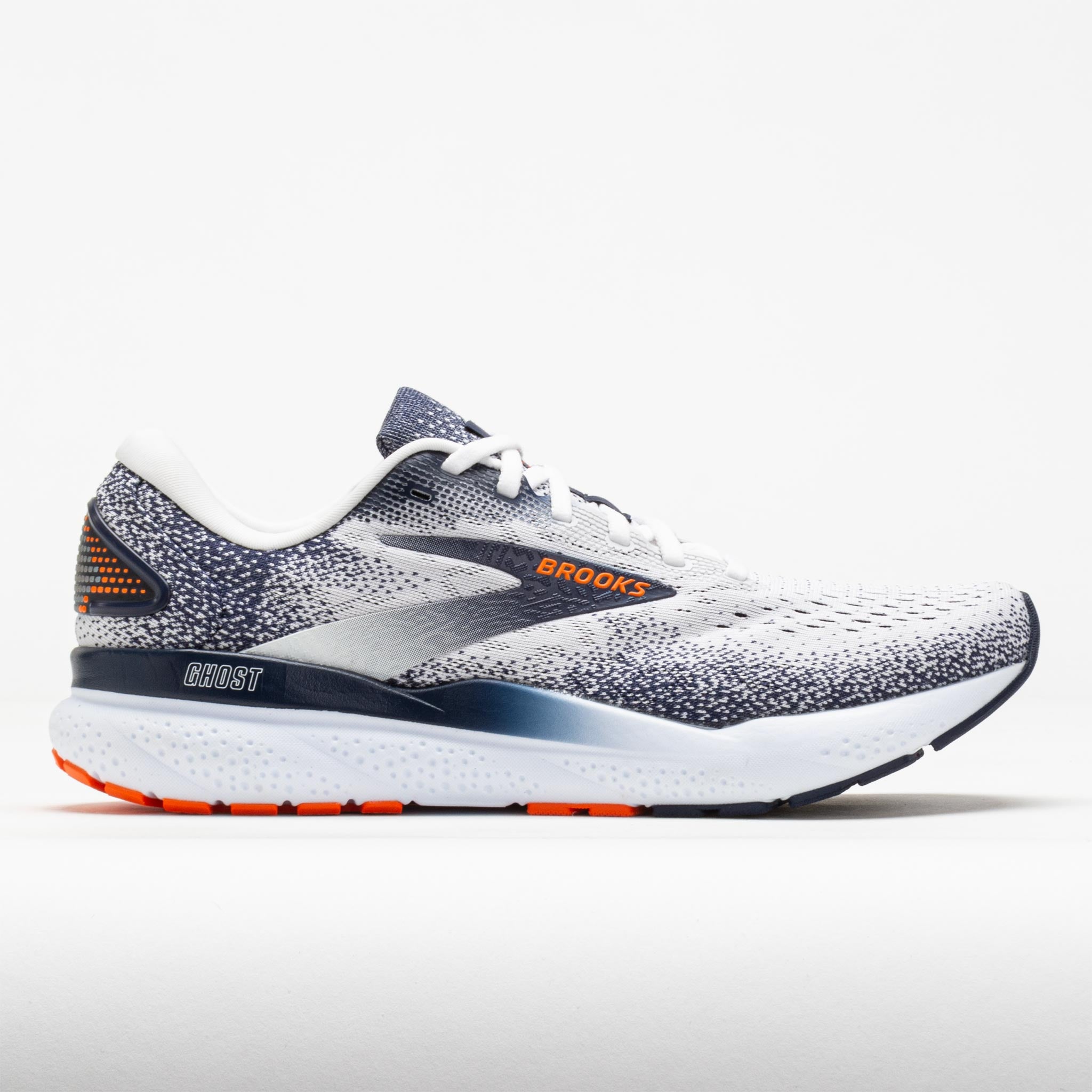 042452_3 Brooks Ghost 16 Mens White/Peacoat/Orange - Image 1