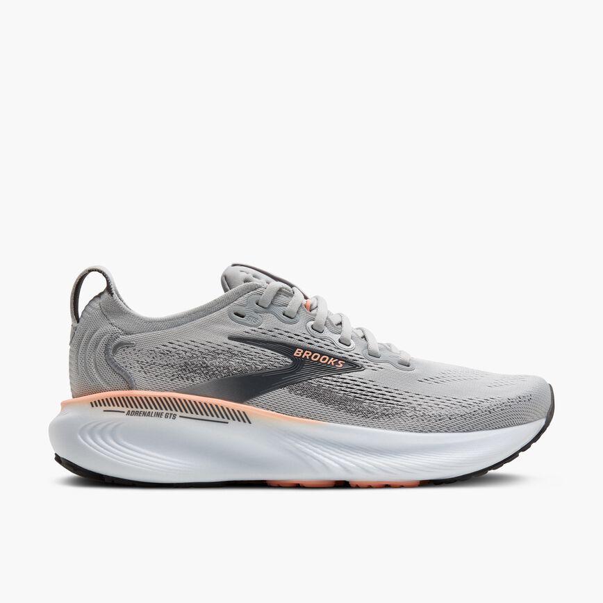 120443-032-l-adrenaline-gts-25-womens-dynamic-cushion-road-running-shoe Women's Adrenaline GTS 25 WIDE (032 - Grey/Blackened Pearl/Coral) - Image 1