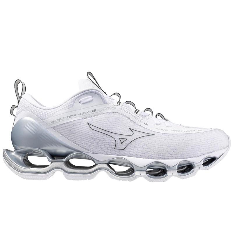 38319-WHITEMETALLIC_GREY-l Women's Mizuno Wave Prophecy 13 - Image 1