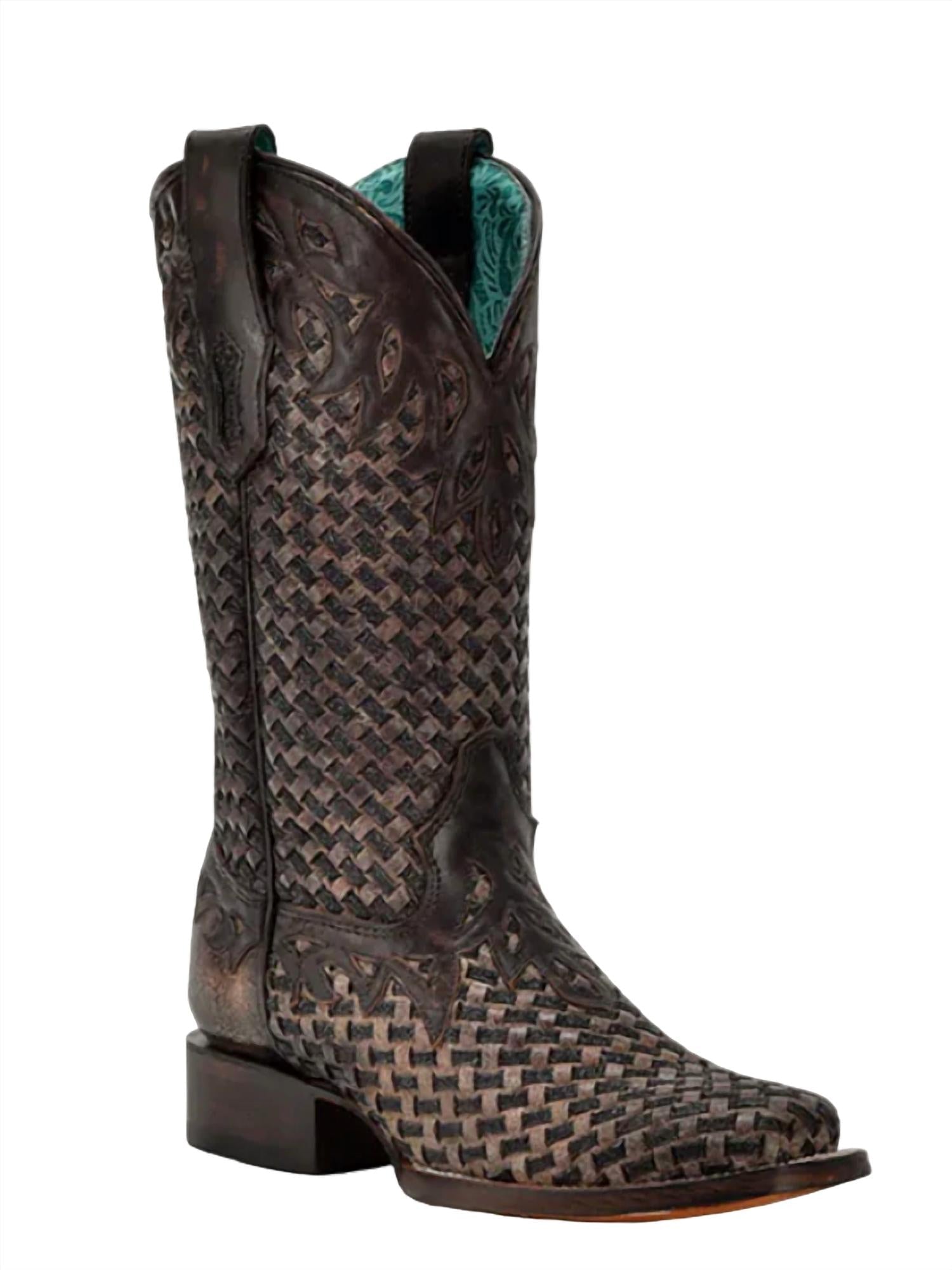 3b12dd66-59ee-439e-8432-980ec38e7d63-upscale_15k-1500x1500-1 Corral - Women's Glitter Woven Overlay Square Toe Cowboy Boot - Image 1