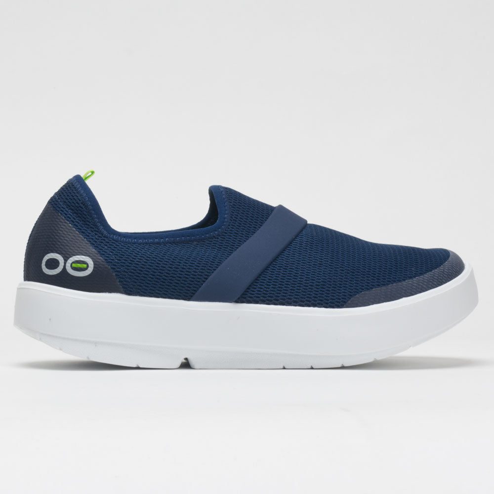 631140_3 OOFOS OOmg Low Womens White/Navy - Image 1