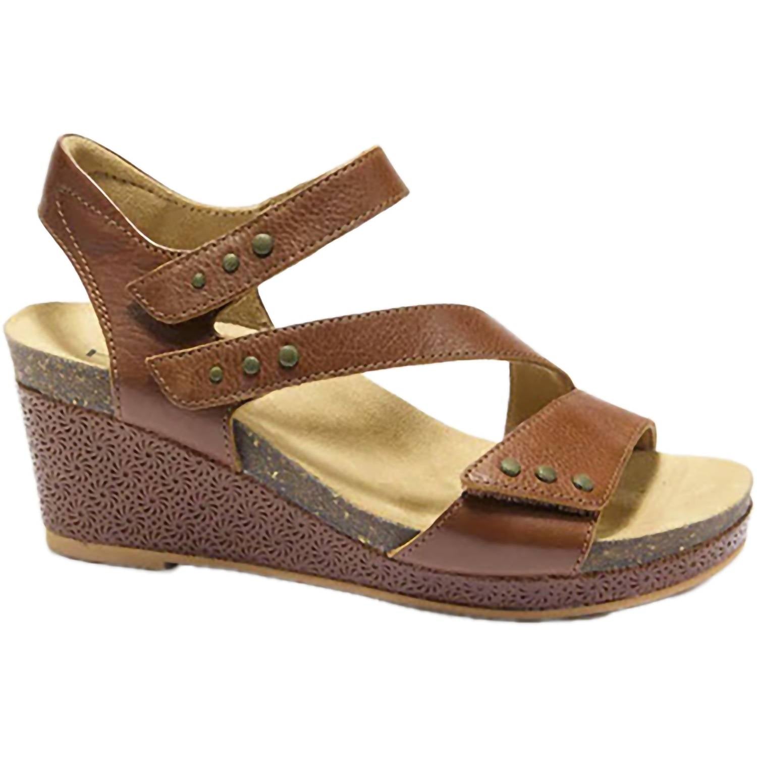73065a23-a4da-4083-bd10-8f3c1aff5499-upscale_15k-1500x1500-70 Halsa Footwear - Women's Giselle Leather With Embossed Wedge Sandal - Image 1
