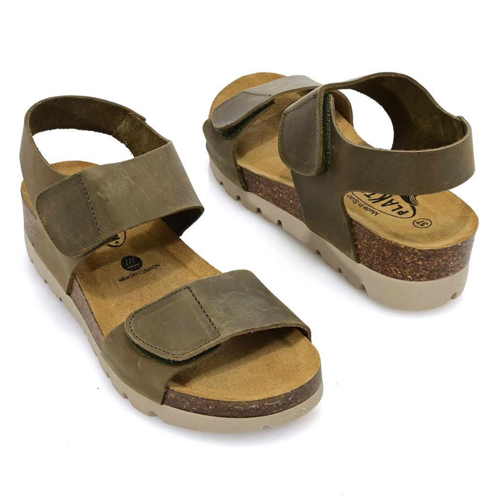 S474371-00041-13402 Plakton Compi Leather Wedge Sandals - Image 1
