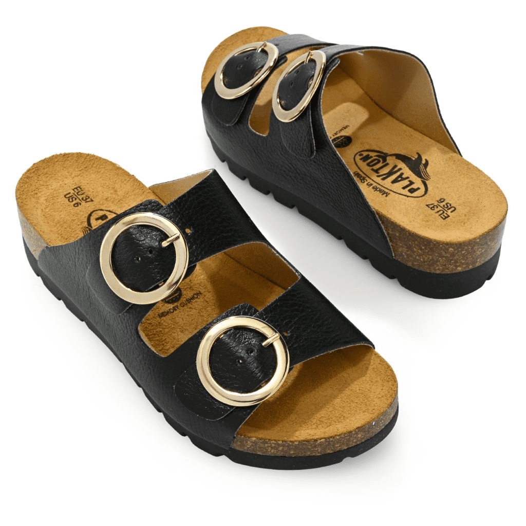 S475532-39609-09490 Plakton Cora Slide-on Dual Strap Adjustable Sandals - Image 1
