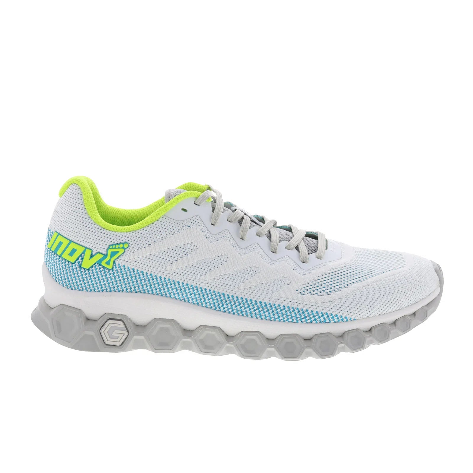 001054-whblgn_f-lite_fly_g_295_white_blue_green_reshoot_01 Inov-8 F-Lite Fly G 295 Mens White Canvas Athletic Cross Training Shoes - Image 1
