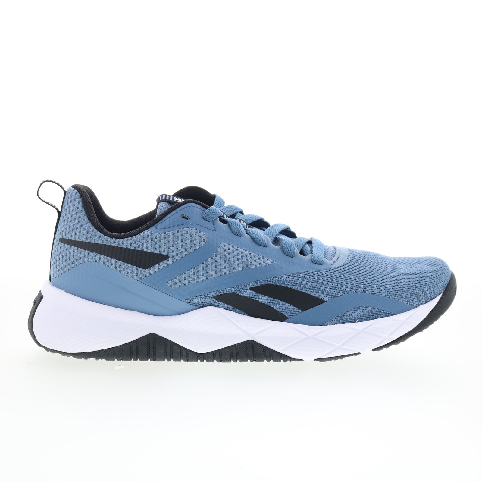 100074492_nfx_trainer_blusla_cblack_ftww_01_7629c189-c671-42a2-89ec-66c08c7dc766 Reebok NFX Trainer Mens Blue Mesh Lace Up Athletic Cross Training Shoes - Image 1