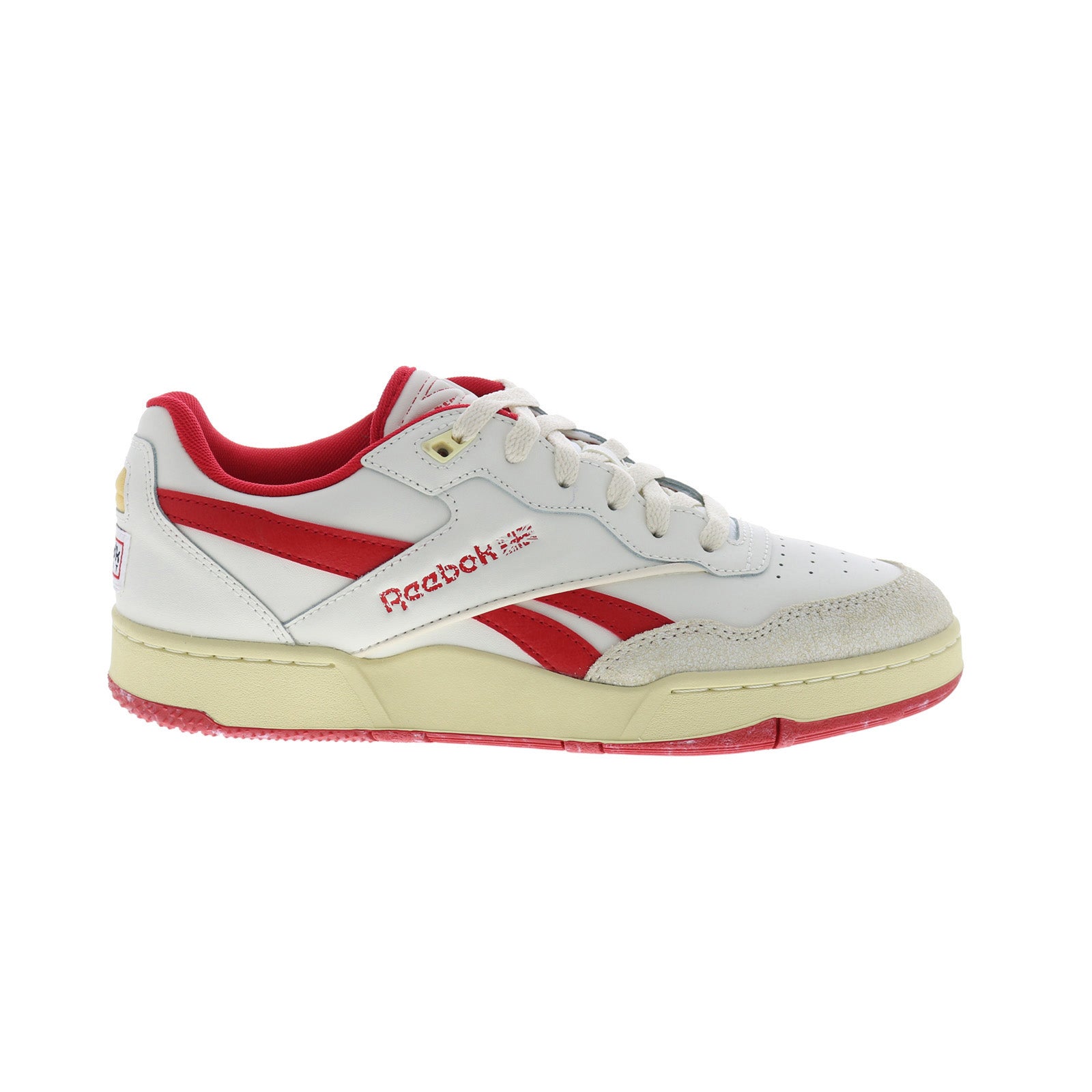 100201085_chalk_white_red_reshoot_01 Reebok BB 4000 II Mens White Leather Lace Up Lifestyle Sneakers Shoes - Image 1