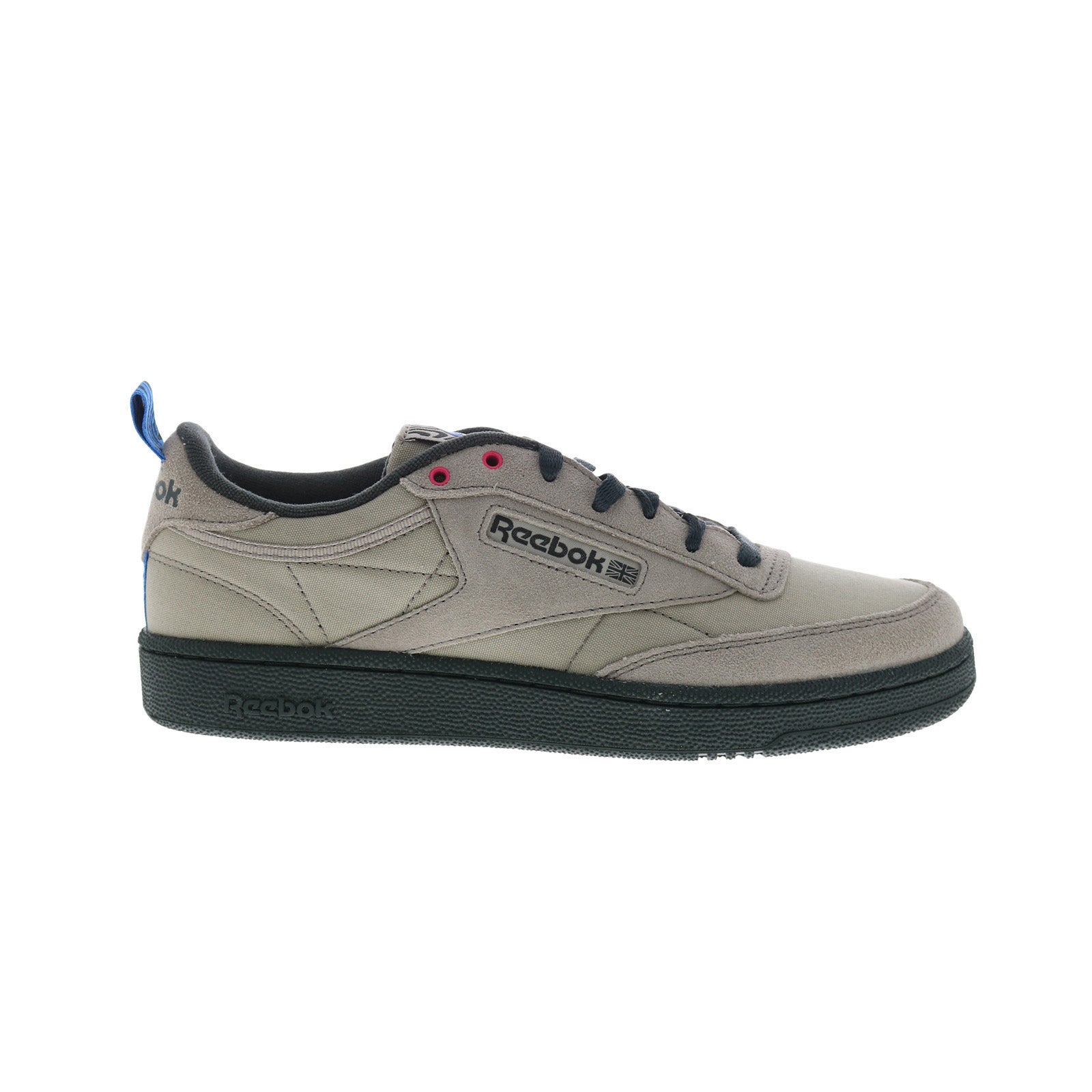 100201188_ash_grey6_blue_reshoot_01_46b19c73-6d1c-42cc-b9ee-998276d31ea2 Reebok Club C 85 Mens Gray Suede Lace Up Lifestyle Sneakers Shoes - Image 1