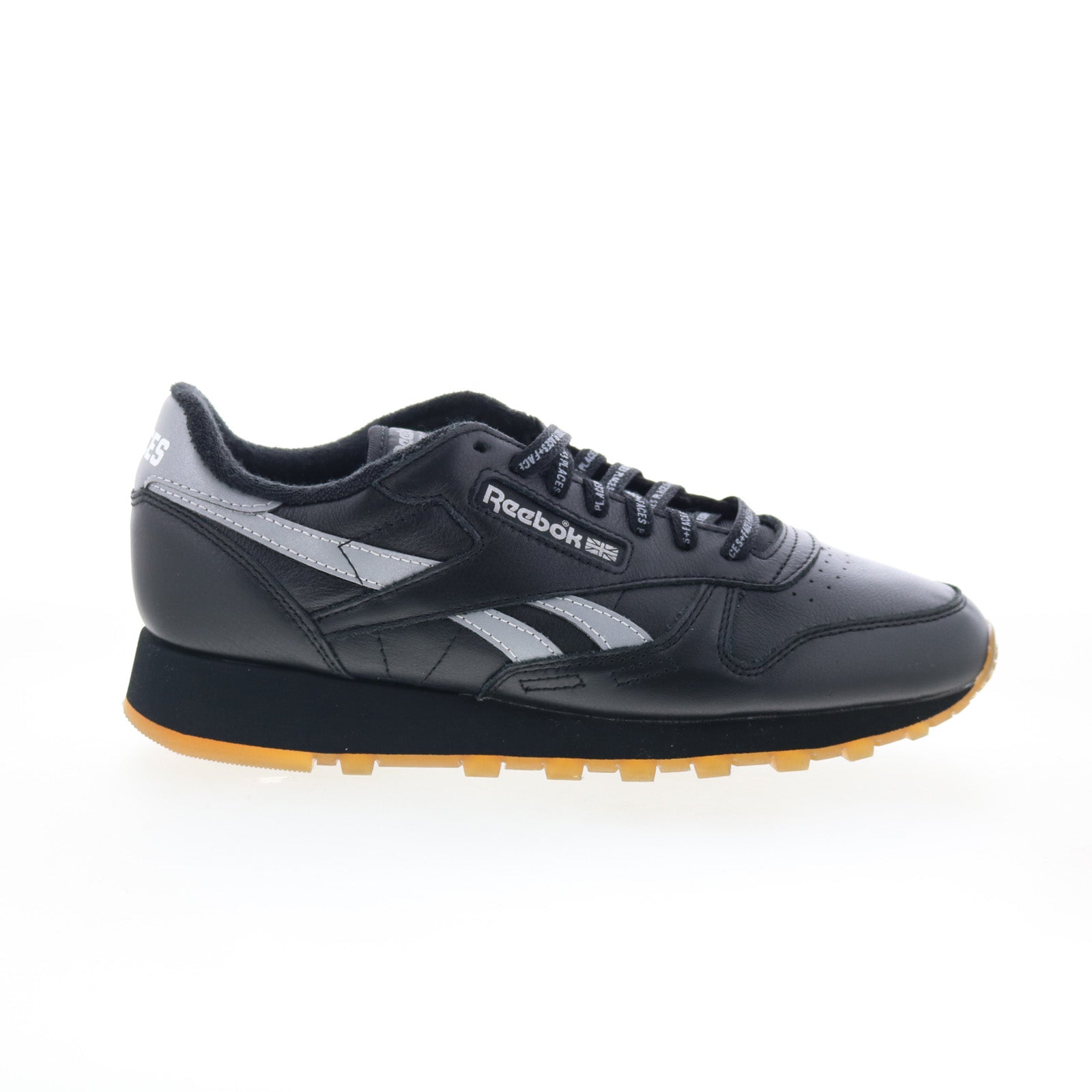 100201810_classic_leather_blk_slvr_wht_01_dccb9dd5-1abf-4a14-9229-d16f77eb0a9e Reebok Classic Leather Places + Faces Mens Black Lifestyle Sneakers Shoes - Image 1