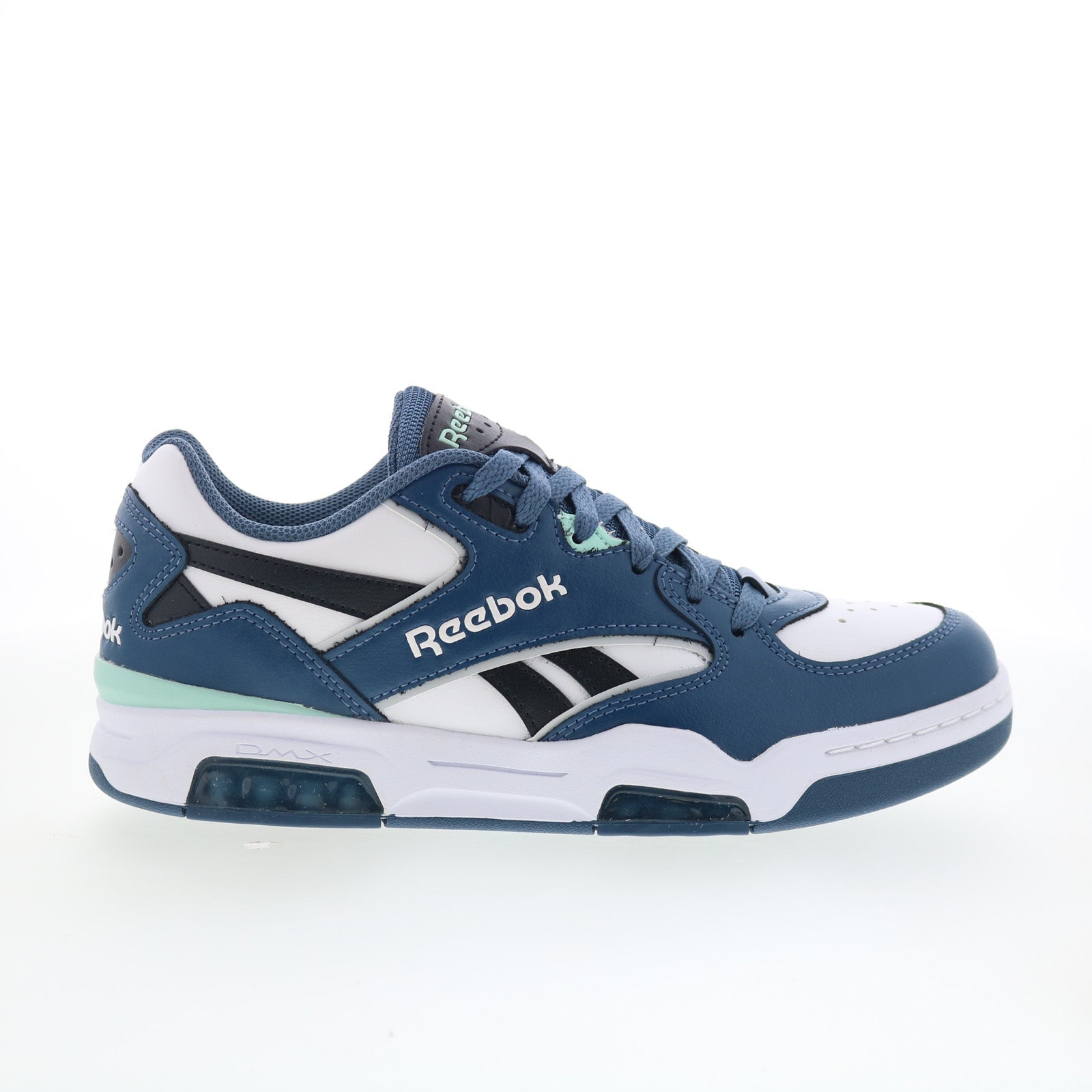 100209118_bb_4500_dmx_white_blue_black_01_8967165a-205e-4ac6-8856-9ad772268f9a Reebok BB 4500 DMX Mens White Leather Lace Up Lifestyle Sneakers Shoes - Image 1