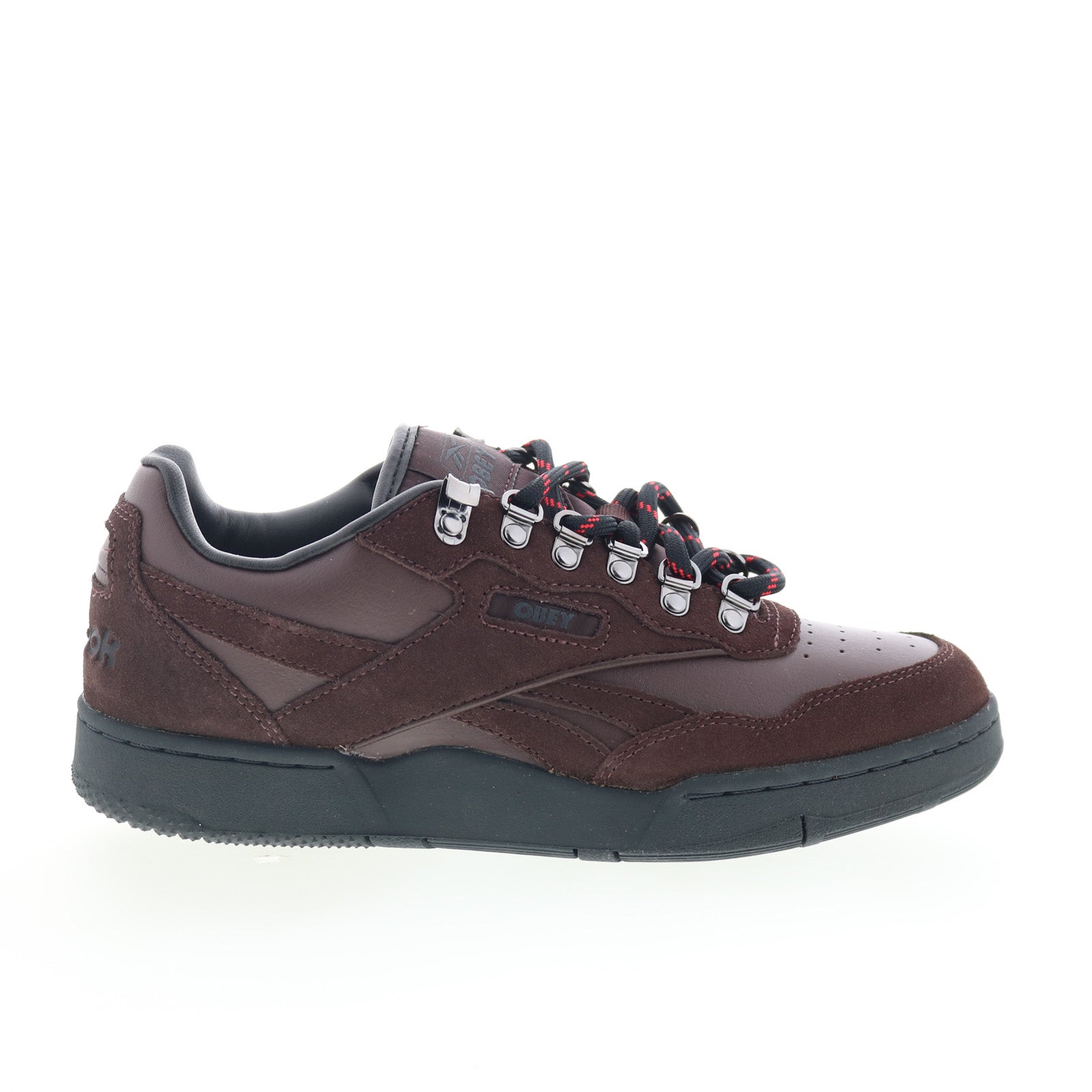 100220304_bb_4000_ii_brown_black_red_01_078c5a82-648a-40e5-941c-0f4af978a31d Reebok BB 4000 II Obey Mens Brown Suede Lace Up Lifestyle Sneakers Shoes - Image 1