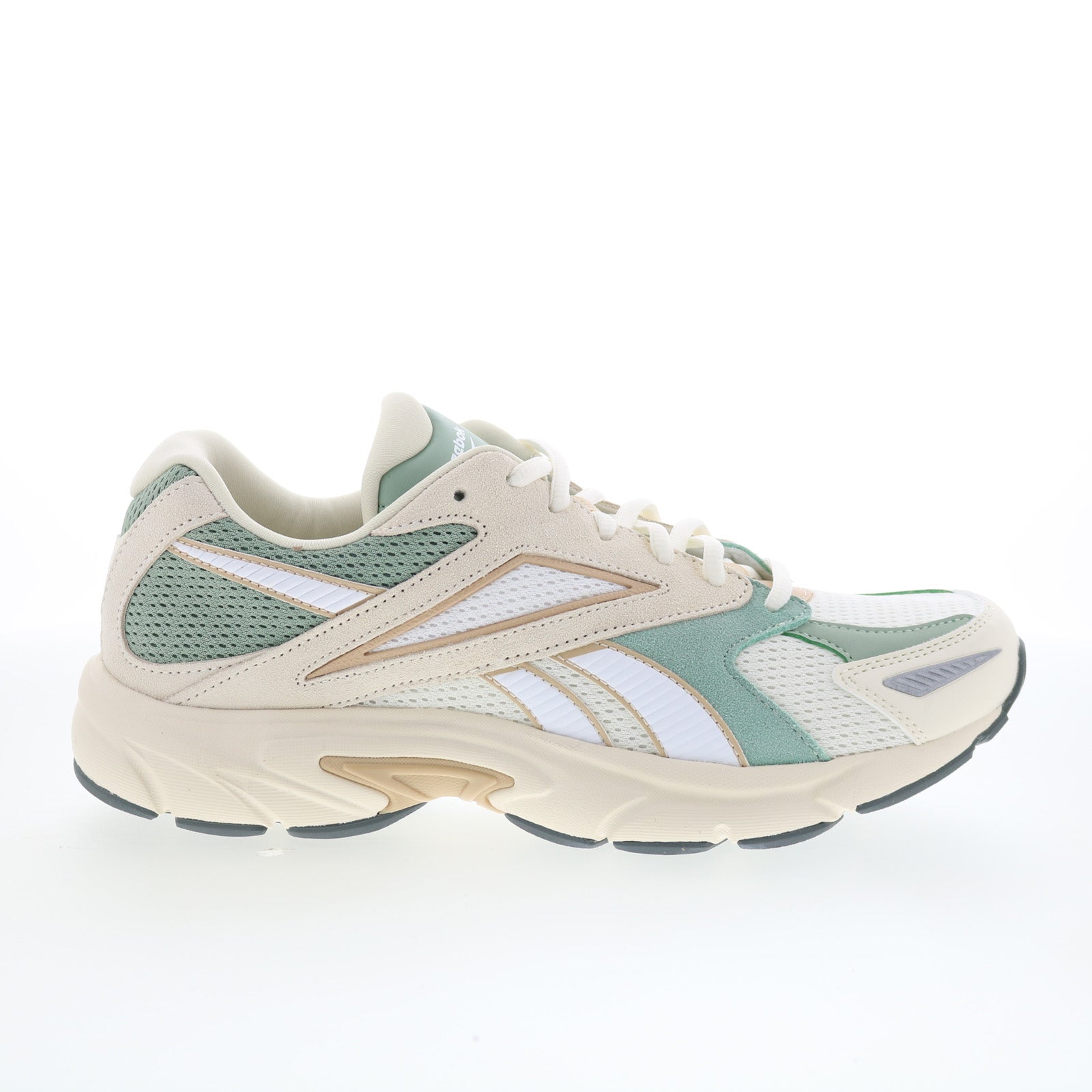 100220529_reebok_road_prime_chalk_beige_green_01_ff1e5dad-dd70-4062-93bd-d7fe09fe164d Reebok Road Prime Mens Beige Mesh Lace Up Lifestyle Sneakers Shoes - Image 1