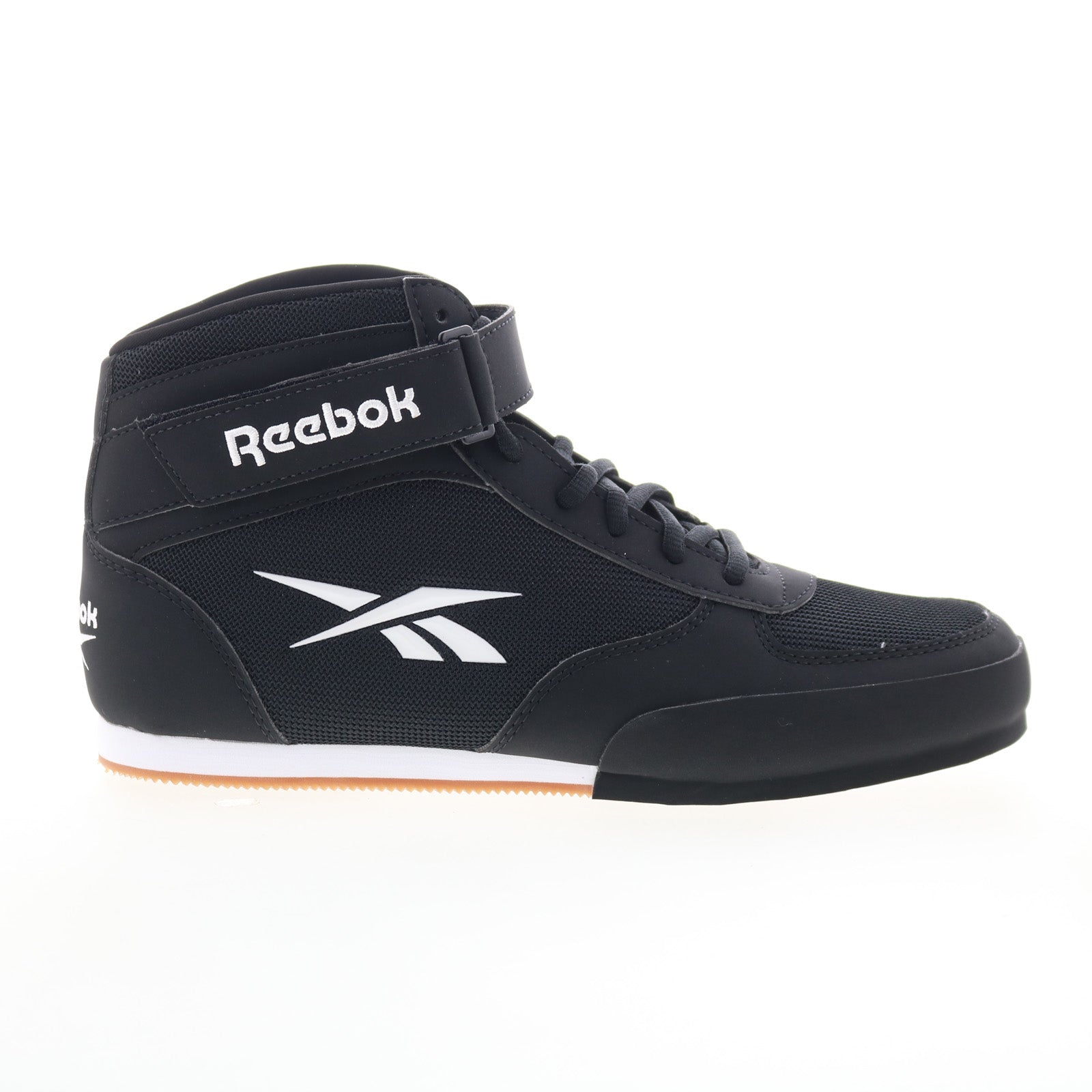 100220803_boxing_mid_black_white_01_bb4f8f10-8096-42e8-a38b-301075936ba6 Reebok Boxing Mid Mens Black Synthetic Lace Up Athletic Boxing Shoes - Image 1
