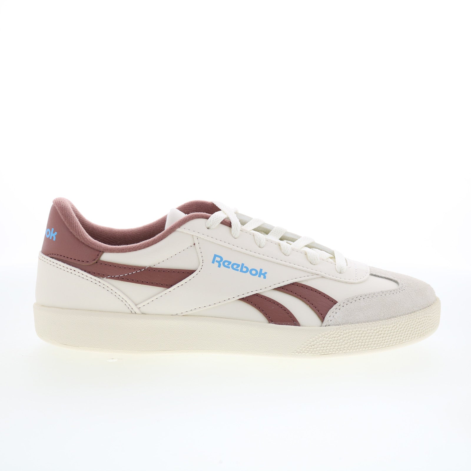 100228710_reebok_smash_edge_s_chalk_brown_blue_01_3720db82-cef9-4055-8654-fef6a8221903 Reebok Smash Edge S Mens Beige Leather Lace Up Lifestyle Sneakers Shoes - Image 1