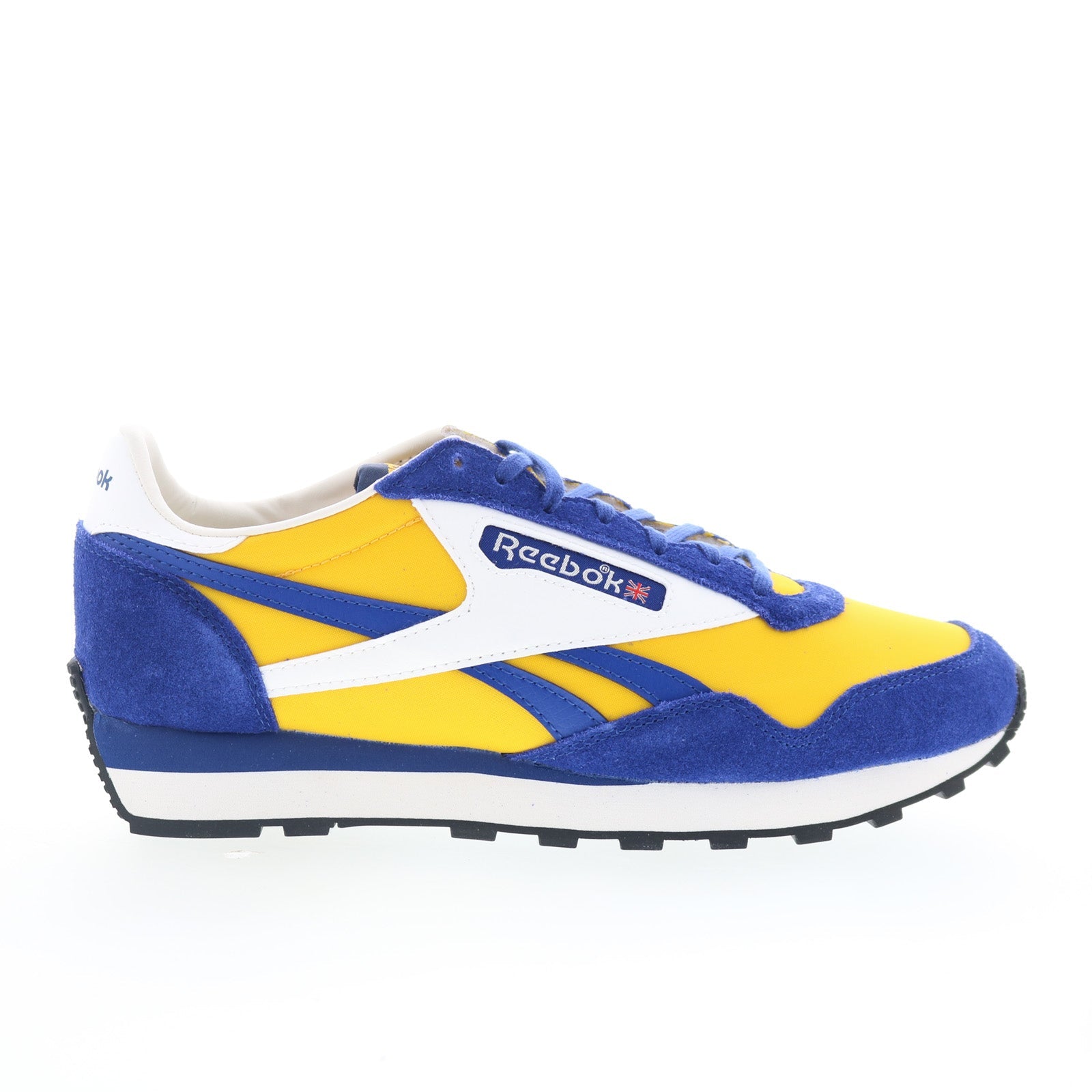 100231043_aztec_ii_blue_yello_chalk_01_fcf60628-7805-4d4a-a210-b31e78cf20dc Reebok Aztec II Mens Yellow Suede Lace Up Lifestyle Sneakers Shoes - Image 1