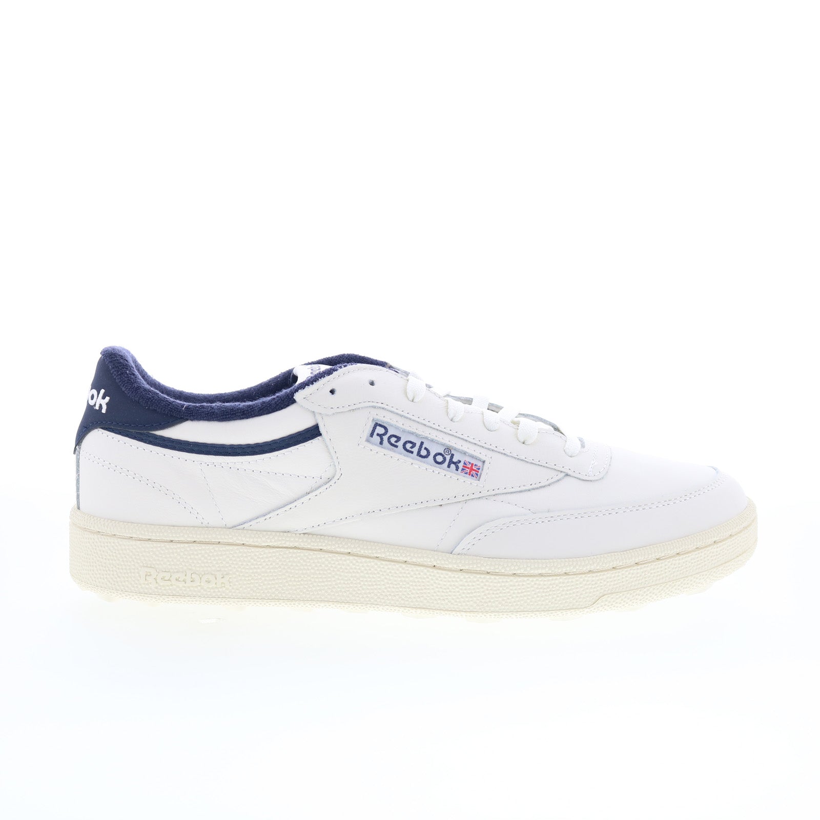 100235999_club_c_golf_chalk_chalk_navy_01_da3ac80c-056a-4738-8c04-943bb8102f71 Reebok Club C Golf Mens White Leather Lace Up Athletic Golf Shoes - Image 1