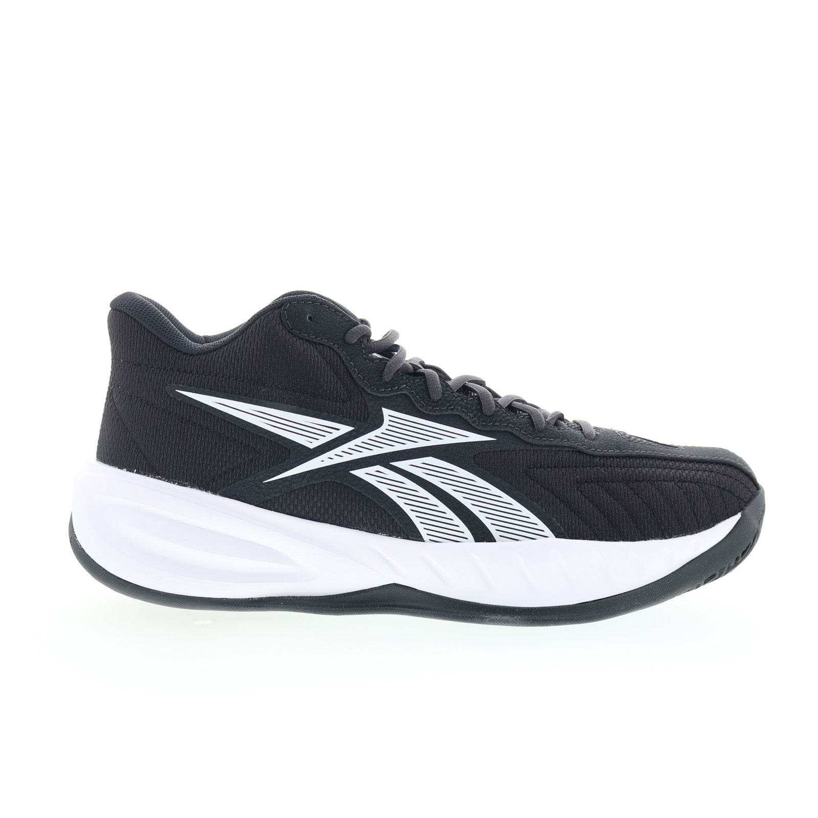 100246832_reebok_press_black_white_black_01_ad428c52-43c3-4247-be66-ac3c60a0ee19 Reebok Press Mens Black Canvas Lace Up Athletic Basketball Shoes - Image 1