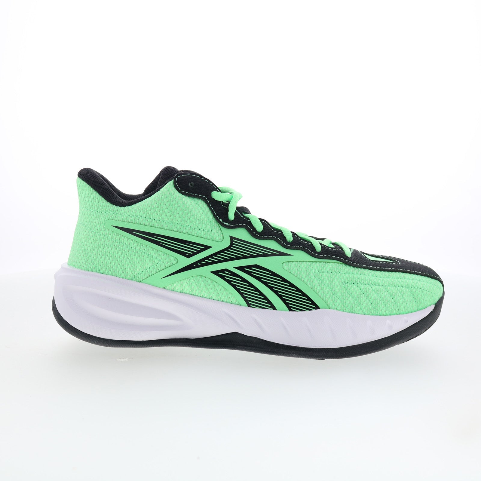 100246834_reebok_press_green_black_white_01_1ada8614-1a9e-453a-b7fc-77868687e72c Reebok Press Mens Green Mesh Lace Up Athletic Basketball Shoes - Image 1
