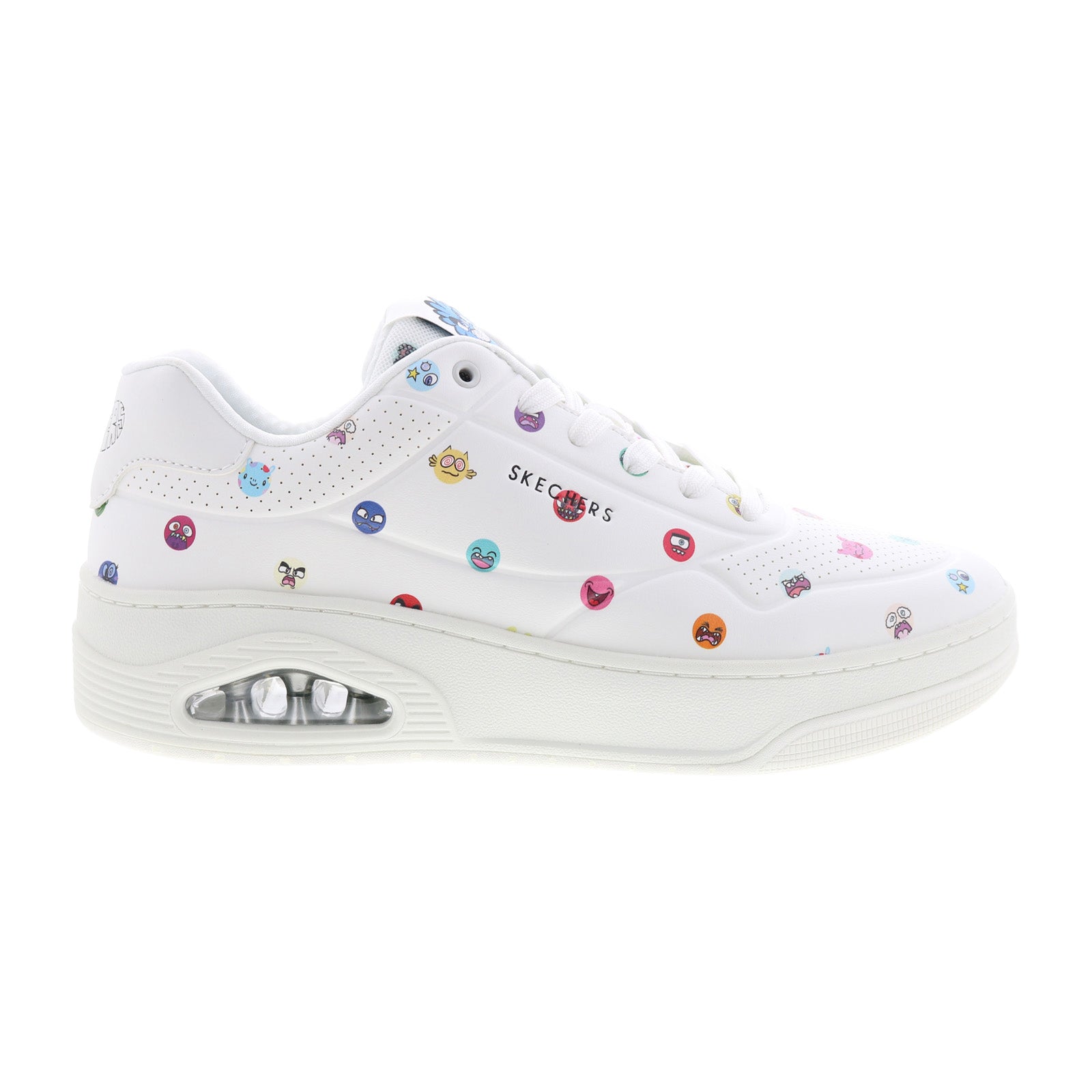 183505_uno_court_vexx_multi_moji_white_multi_reshoot_01 Skechers Uno Court Vexx Multi Moji Mens White Lifestyle Sneakers Shoes - Image 1