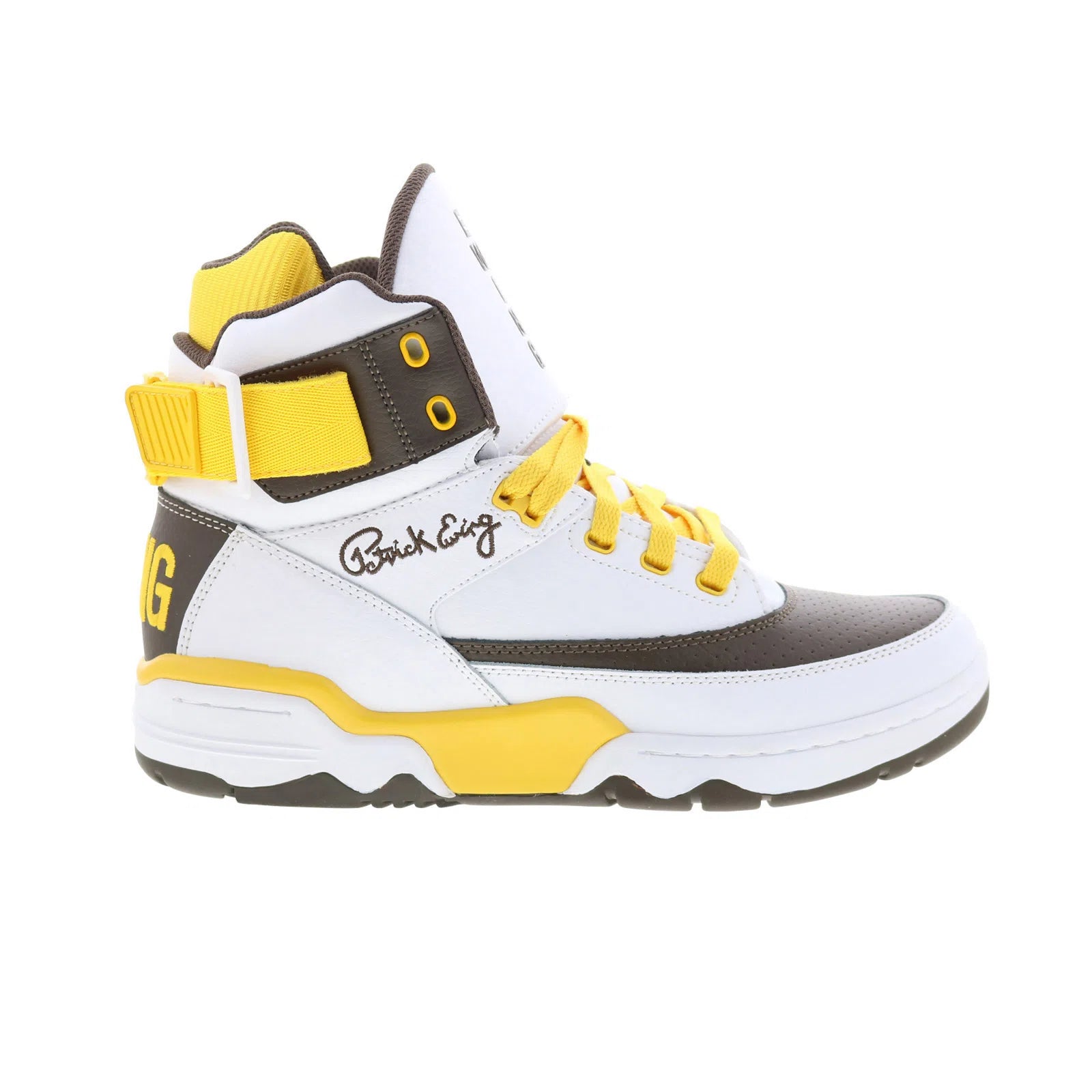 1bm02484-115_ewing_33_hi_white_lemon_brown_reshoot_01 Ewing Athletics 33 HI High School Mens White Lifestyle Sneakers Shoes - Image 1