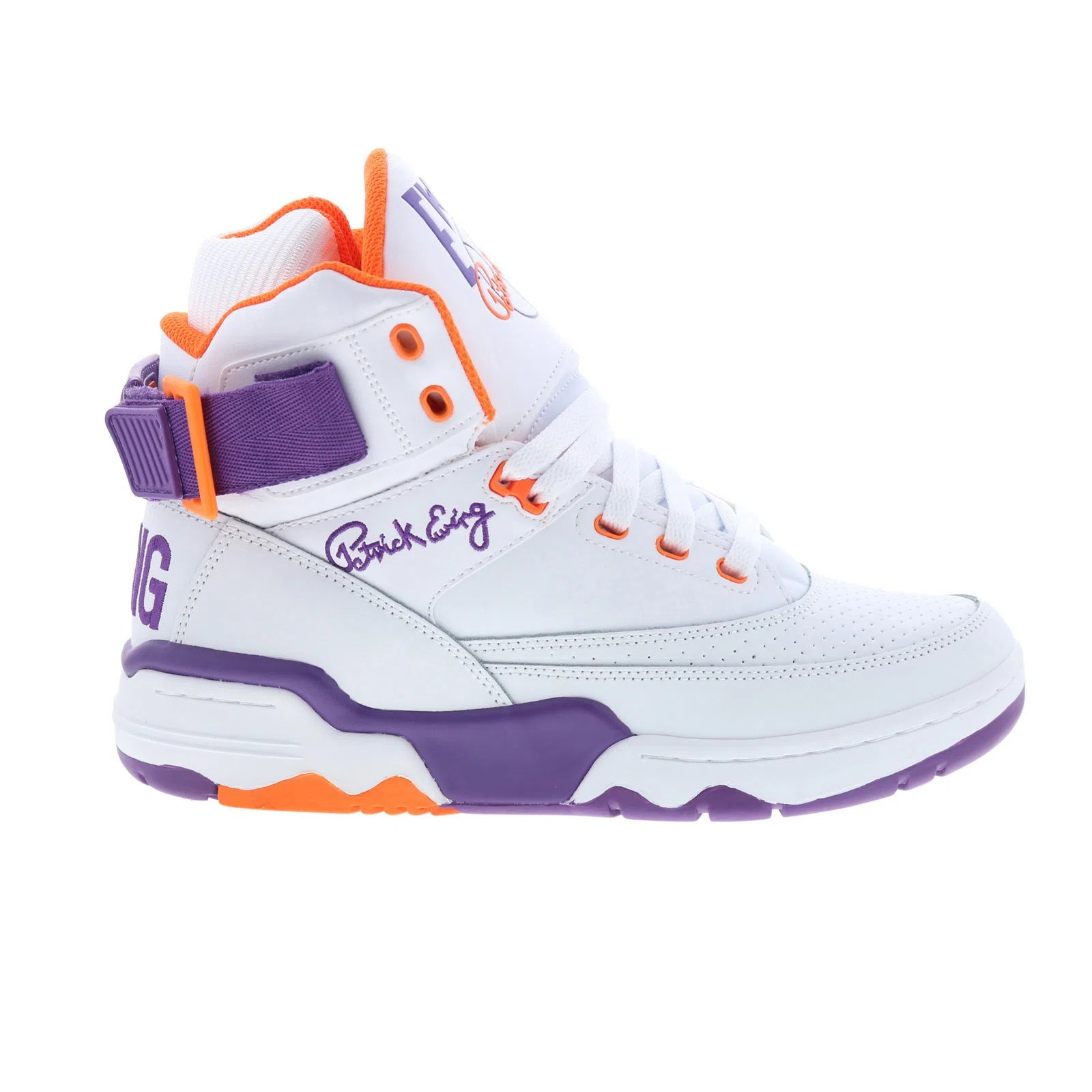 1bm02606-133_ewing_33_hi_white_purple_orange_reshoot_01_fb02a773-dbaf-4b23-ae4d-1af57ca1233c Ewing Athletics 33 HI 1BM02606-133 Mens White Lifestyle Sneakers Shoes - Image 1
