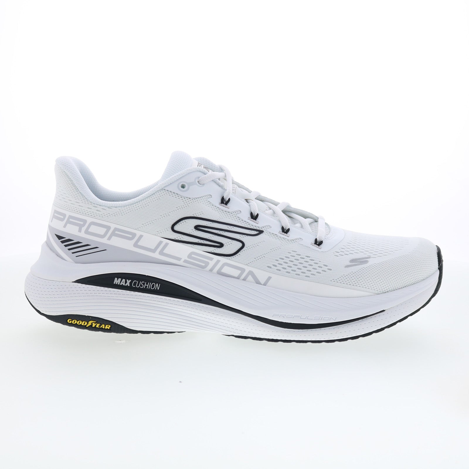 220509-wbk_max_cushioning_propulsion_white_black_01_07caec88-3f99-4ebc-9377-0e6352926042 Skechers Max Cushioning Propulsion Mens White Athletic Running Shoes - Image 1