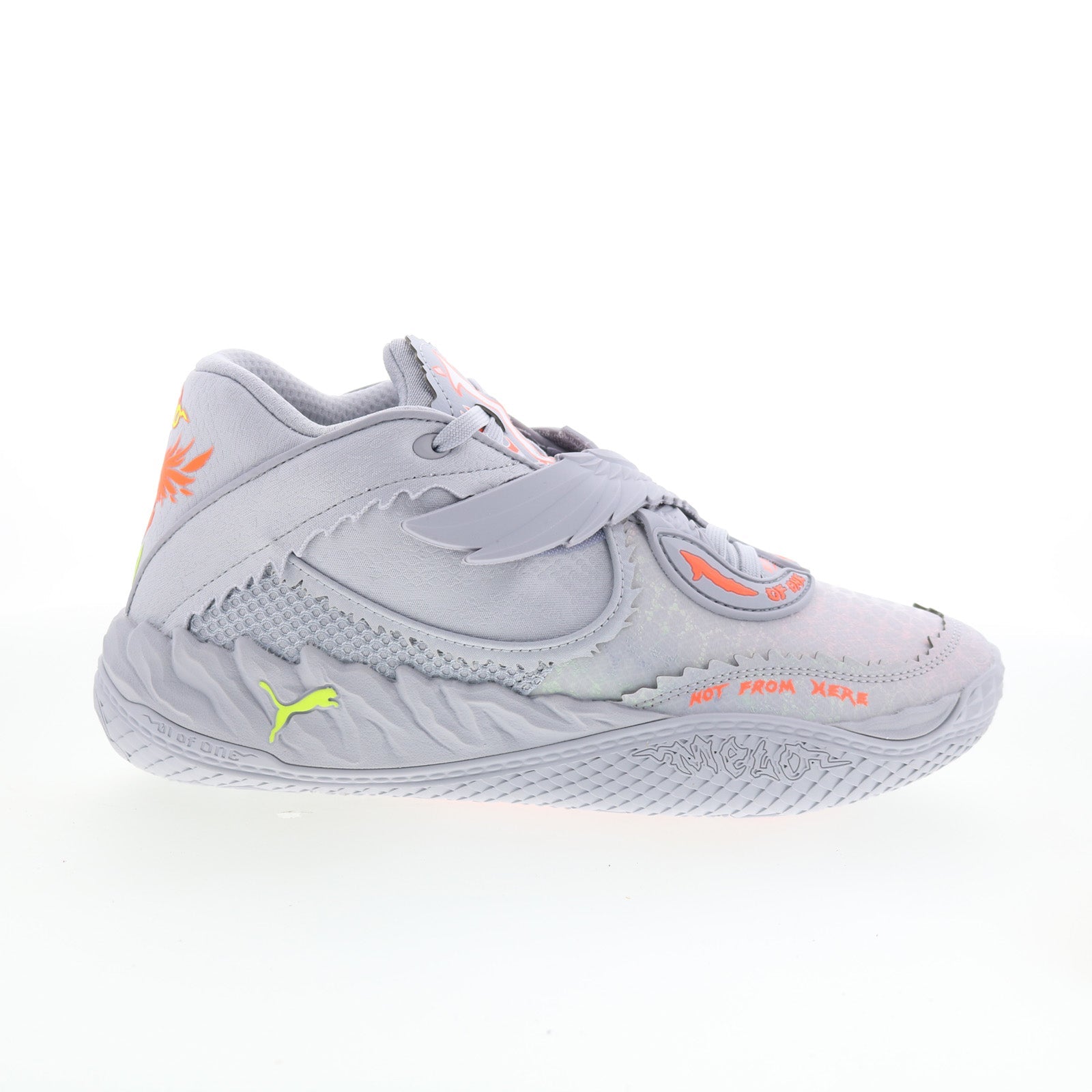 31248001_mb.05_metallic_virbrant_silver_yellow_alert_01_d4b0055f-19bc-4d20-be77-95ee2907a887 Puma Lamelo Ball MB.05 Metallic Mens Gray Athletic Basketball Shoes - Image 1