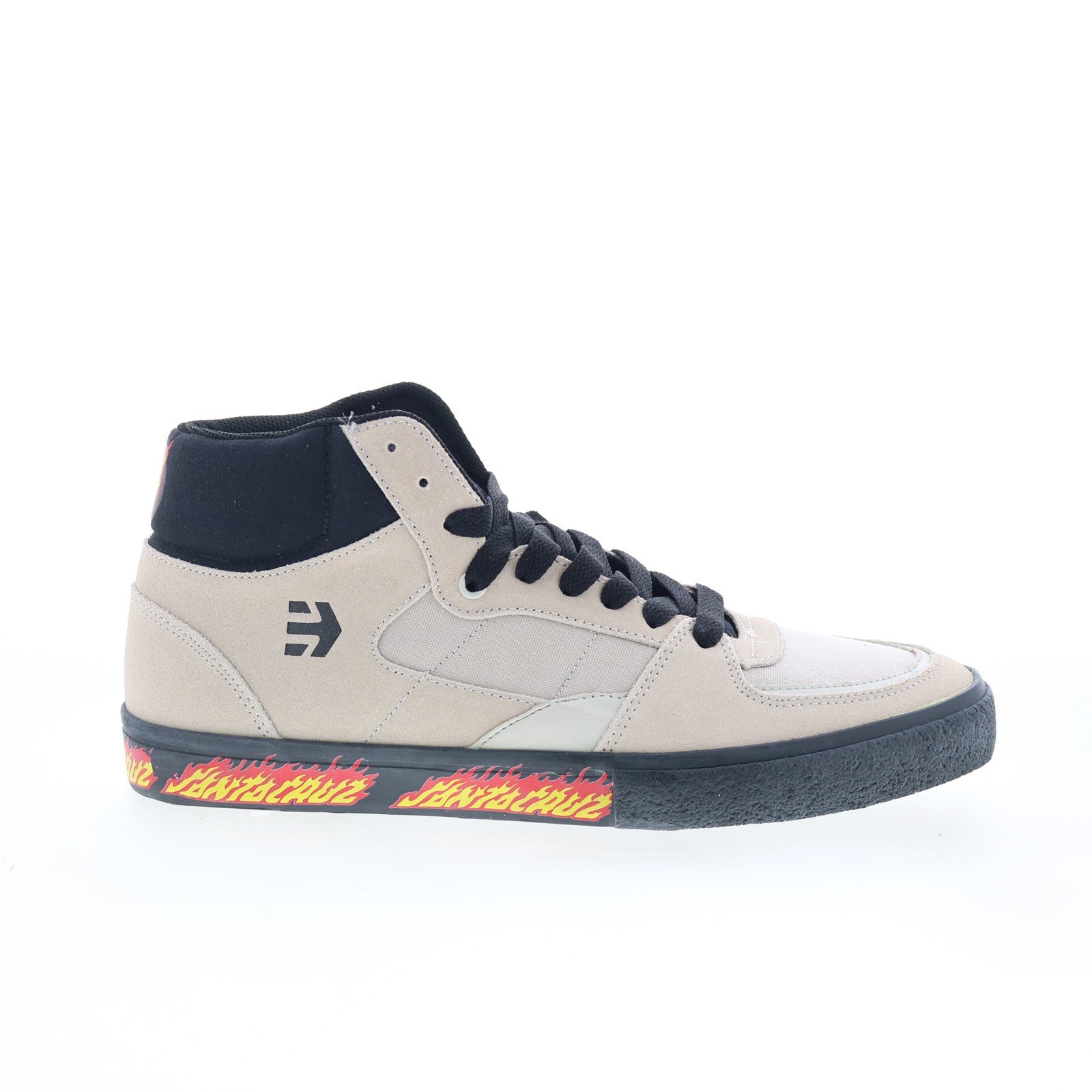 4107000613-110_screw_vulc_mid_x_santa_cruz_white_black_01_8a32677c-2f26-4b94-bbad-74c8292854de Etnies Screw Vulc Mid X Santa Cruz Mens Beige Skate Inspired Sneakers Shoes - Image 1