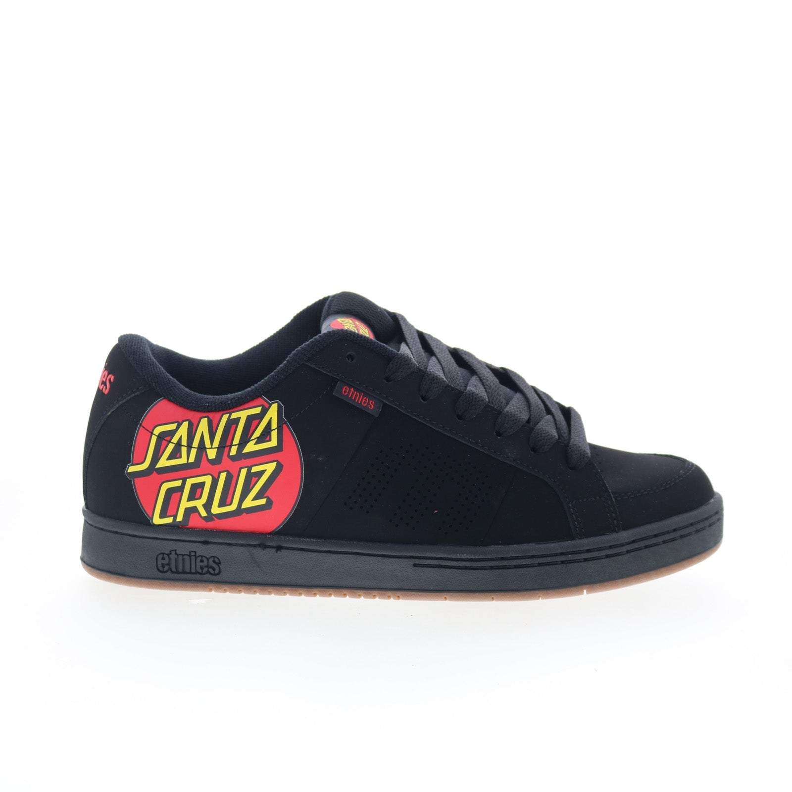 4107000623001_kingpin_x_santa_cruz_black_01_35a752c4-d831-4ae6-8869-3aad181892e9 Etnies Kingpin X Santa Cruz Mens Black Skate Inspired Sneakers Shoes - Image 1