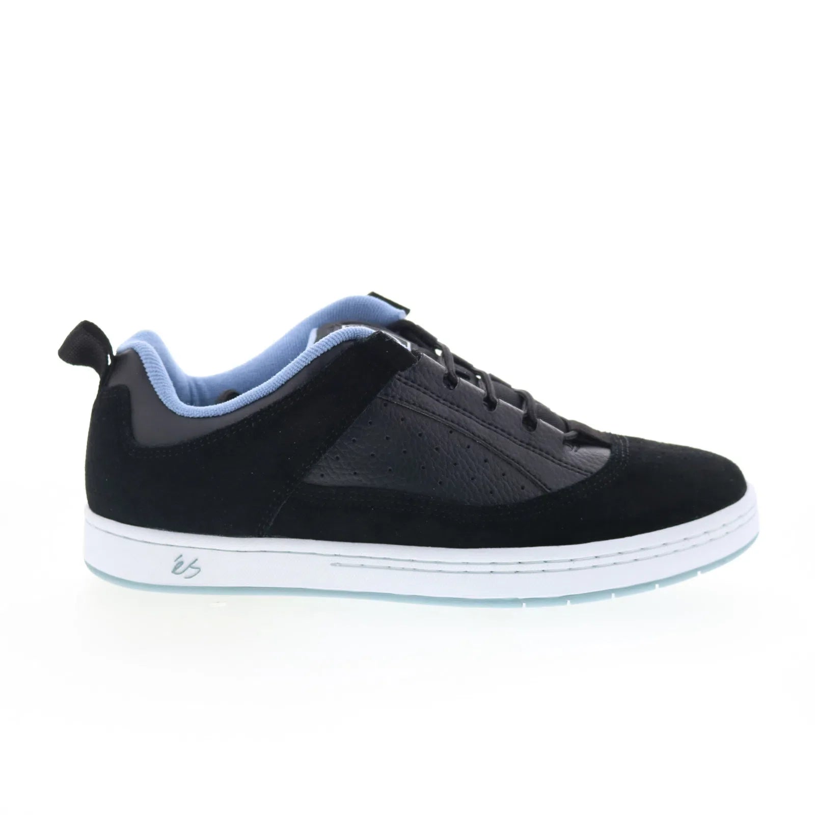 5101000216587_contour_black_blue_01_b1db9491-0ad6-4f07-8663-c389c7786f06 ES Contour 5101000216587 Mens Black Suede Skate Inspired Sneakers Shoes - Image 1