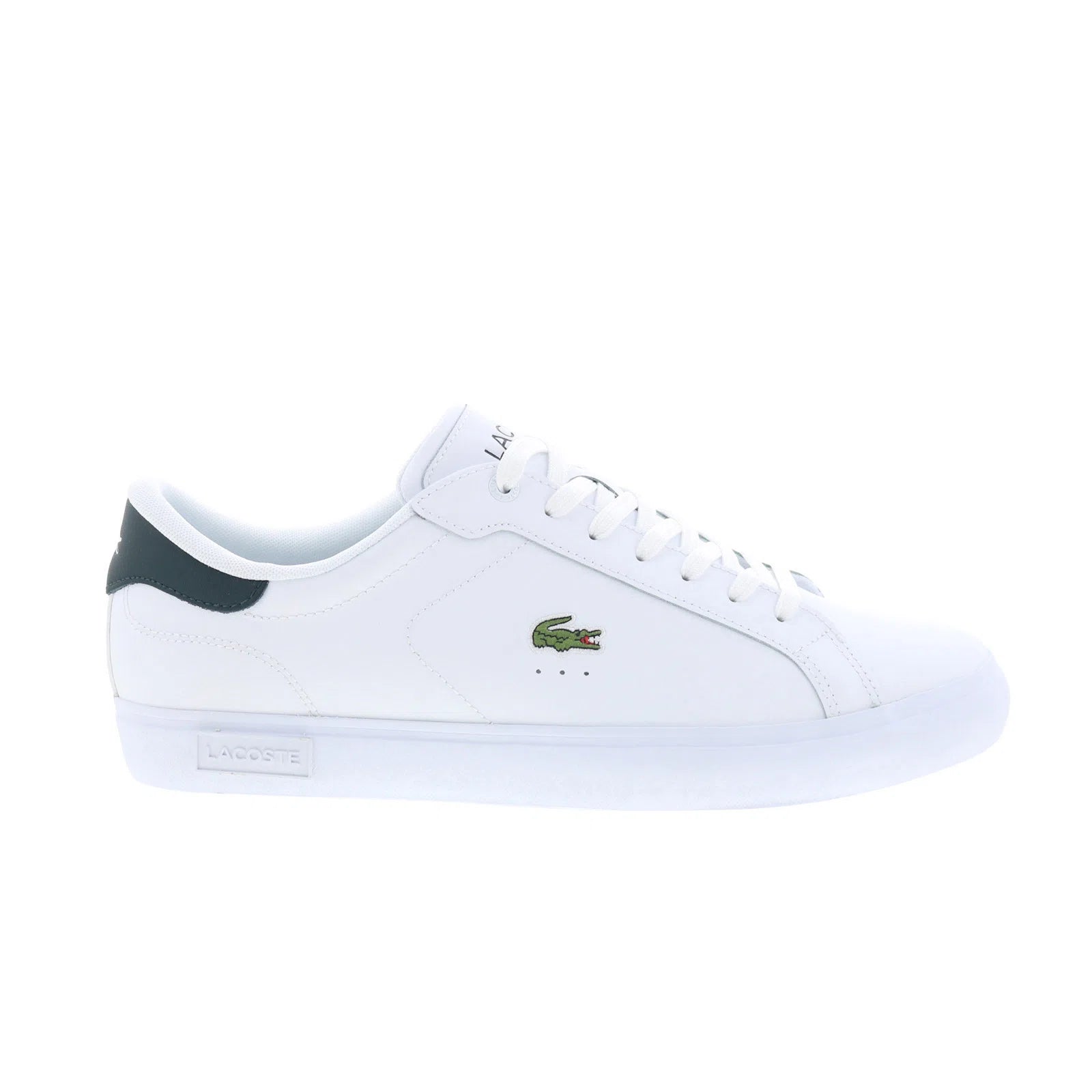 7-49sma00811r5_powercourt_125_2_sma_white_dark_green_reshoot_01 Lacoste Powercourt 125 2 SMA Mens White Leather Lifestyle Sneakers Shoes - Image 1