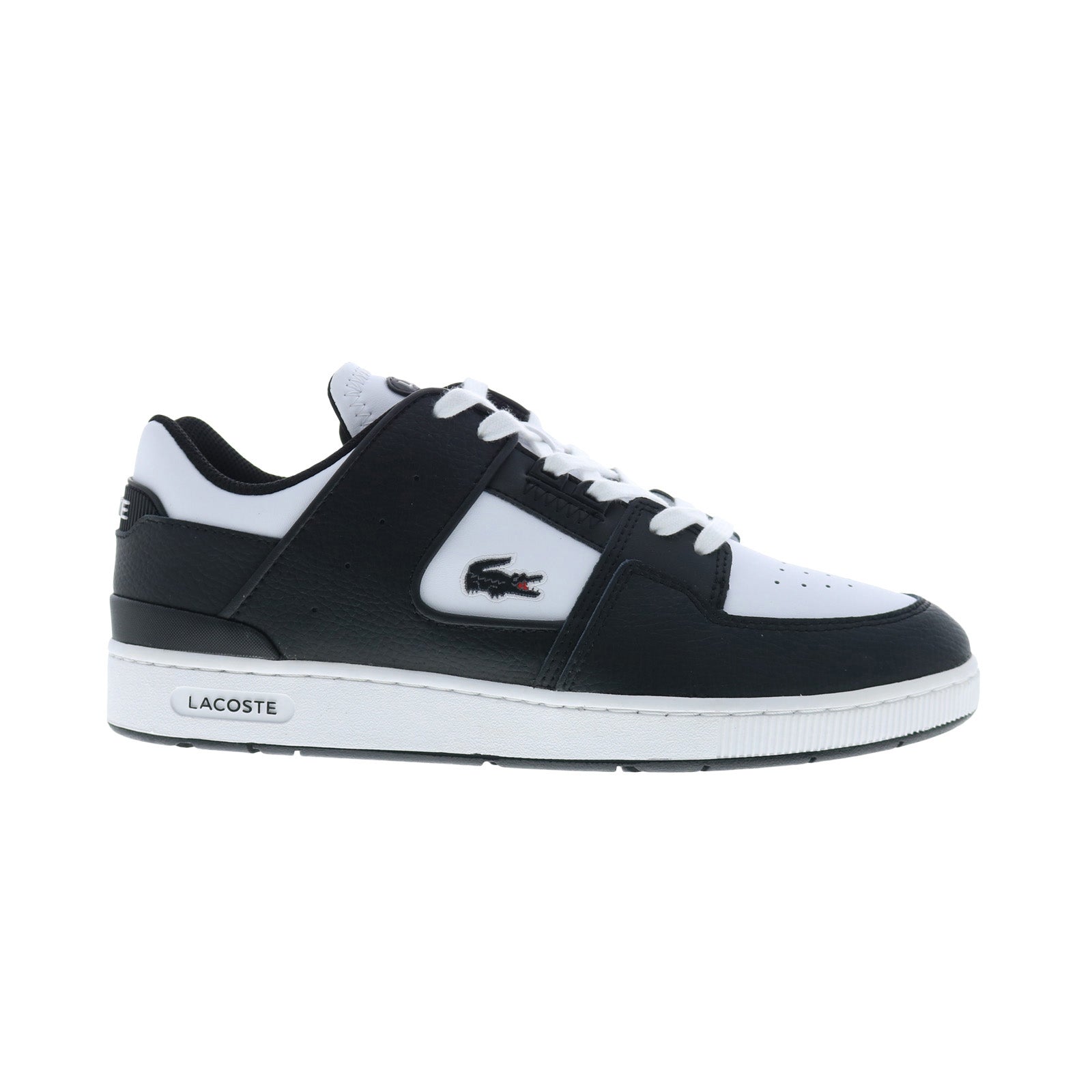 748sma0016312_blk_wht_reshoot_01 Lacoste Court Cage 224 1 SMA Mens Black Leather Lifestyle Sneakers Shoes - Image 1