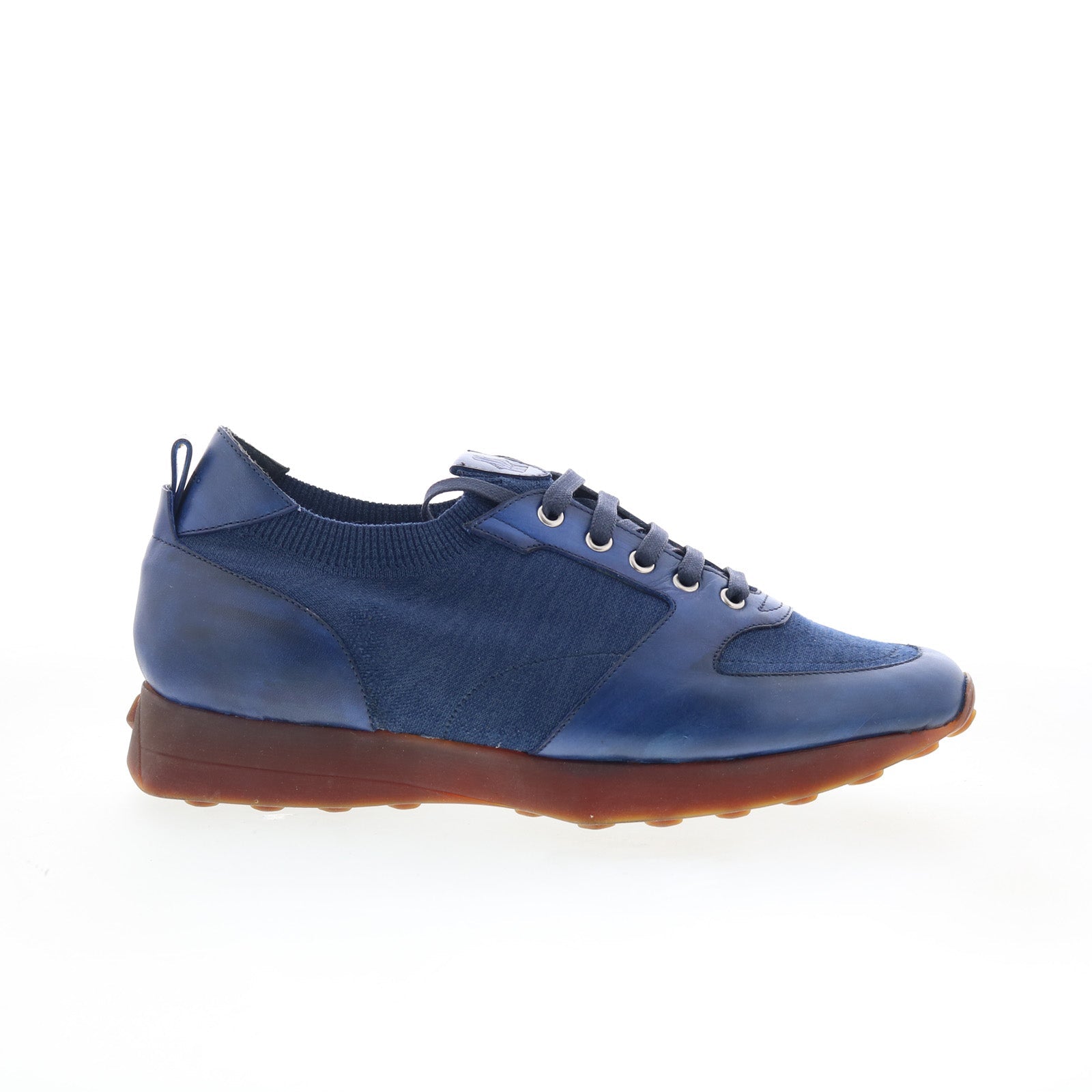 Forza_Navy_Navy_01_319fc1b5-4b9d-4456-a13a-7871e1642170 Di Bianco Forza Mens Blue Leather Lace Up Lifestyle Sneakers Shoes - Image 1