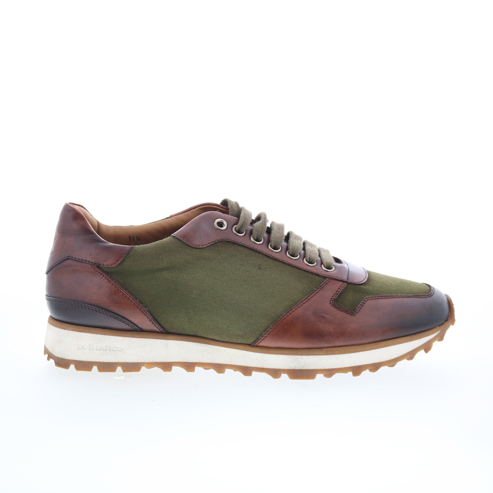SB308_Reverse_Sombrero_Verde_01_03235108-358e-4f51-b228-a8e75d55752b Di Bianco SB308 Mens Green Leather Lace Up Lifestyle Sneakers Shoes - Image 1
