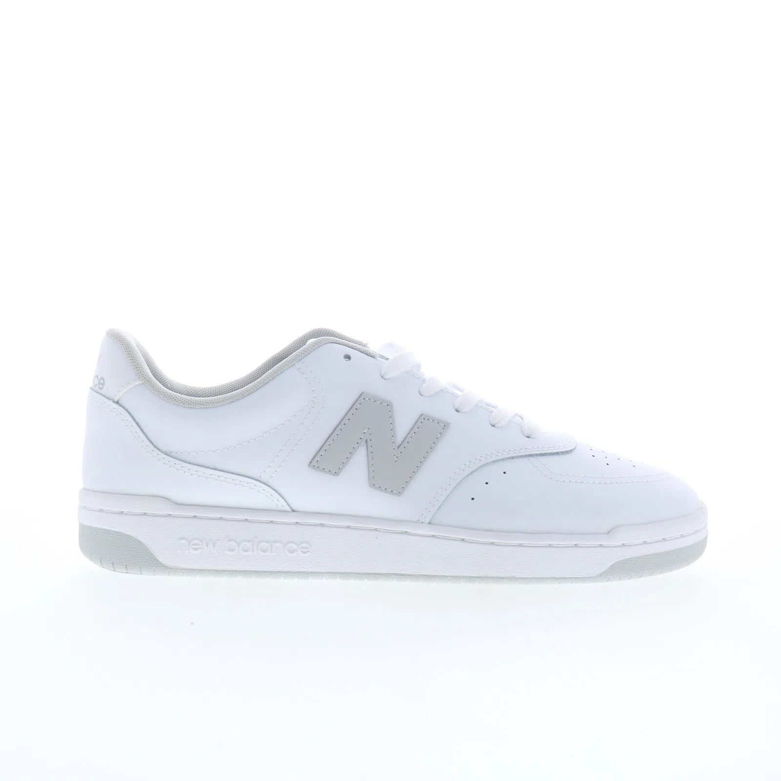 bb80gry_bb80_white_grey_01 New Balance BB80 BB80GRY Mens White Leather Lace Up Lifestyle Sneakers Shoes - Image 1