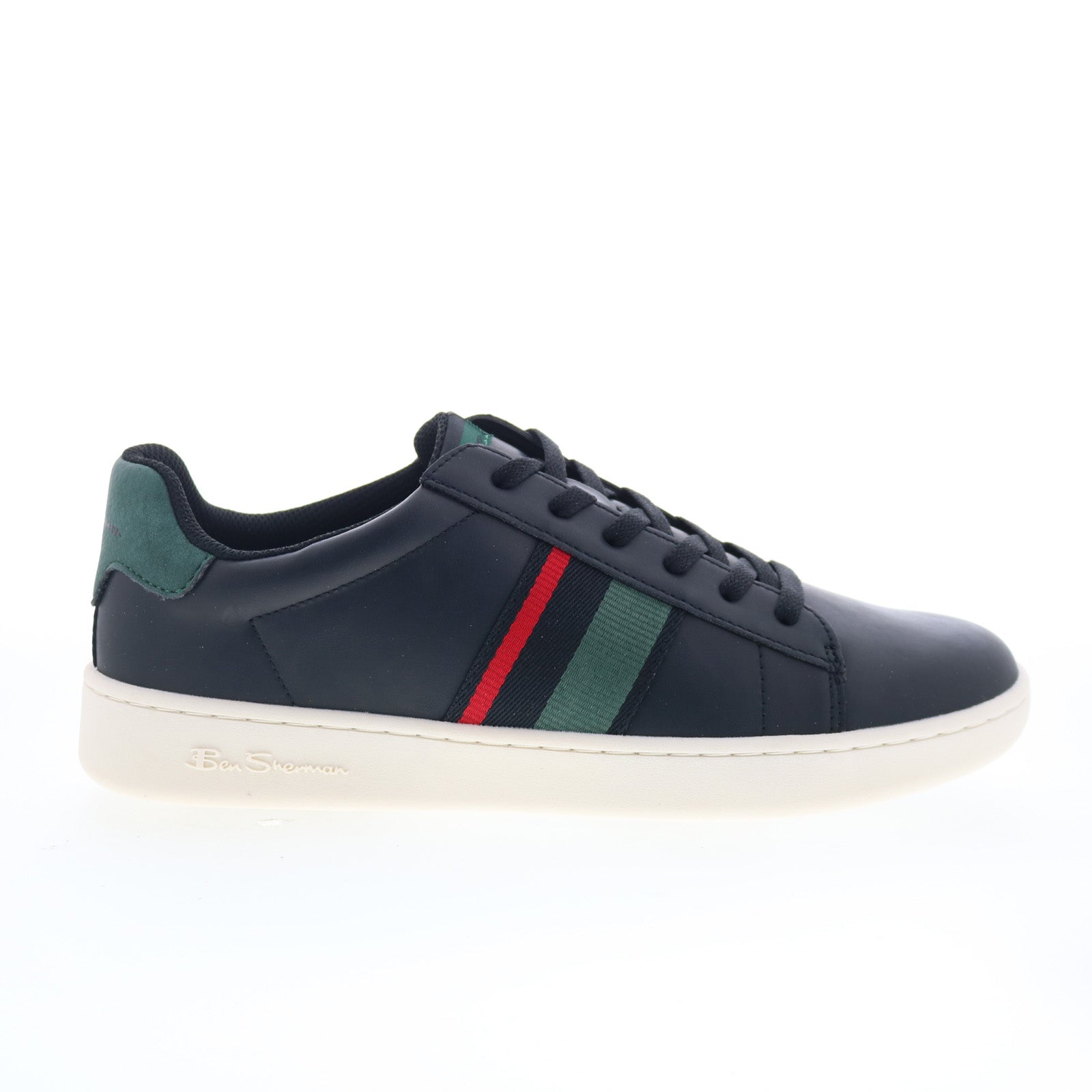 bsmhampsv-0944_hampton_stripe_black_whisper_white_green_01_b819d93b-0fa0-4e47-bdb6-c3d16b14ce4a Ben Sherman Hampton Stripe BSMHAMPSV-0944 Mens Black Lifestyle Sneakers Shoes - Image 1
