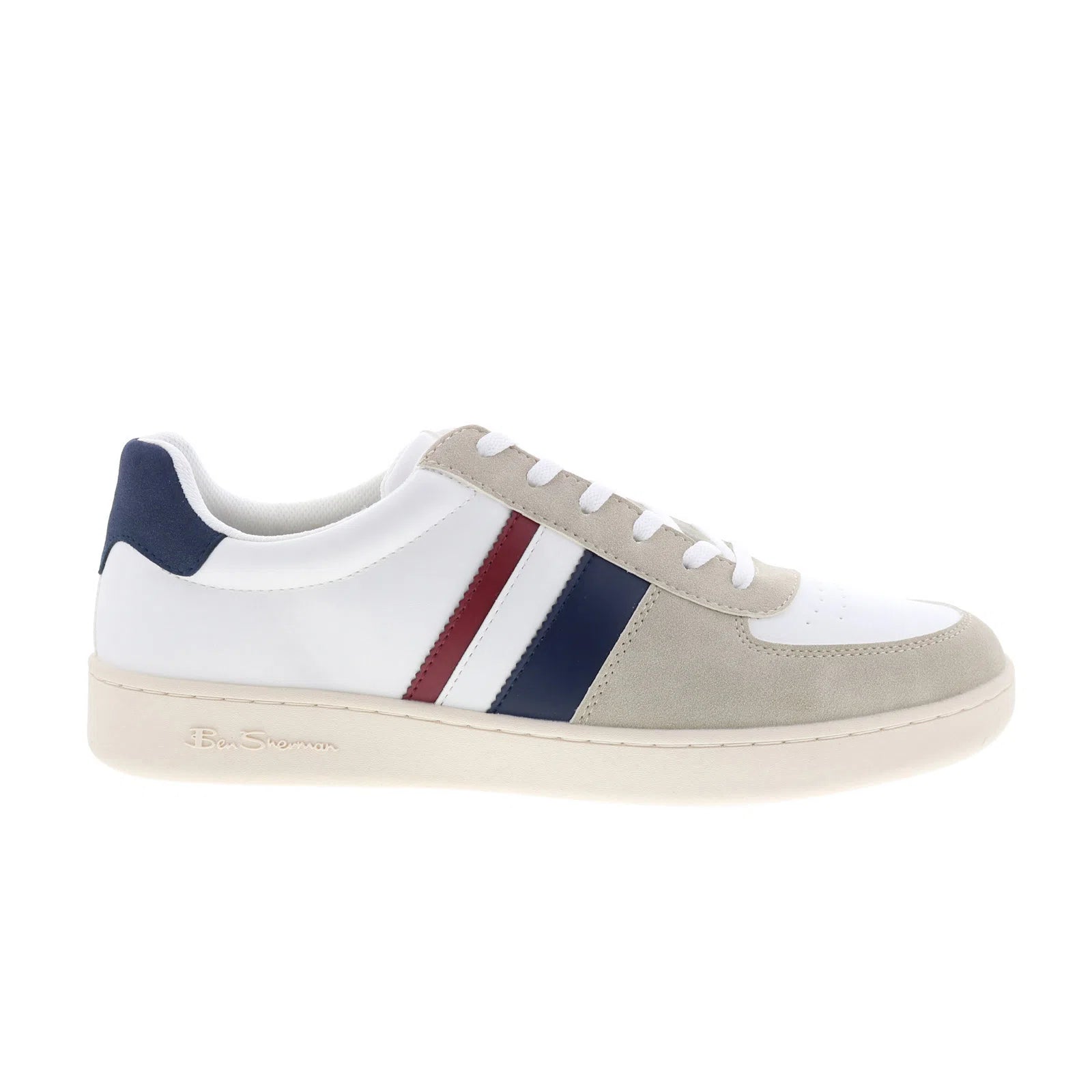 bsmhydv-1646_hyde_white_british_navy_modred_wwht_reshoot_01 Ben Sherman Hyde BSMHYDV-1646 Mens White Lace Up Lifestyle Sneakers Shoes - Image 1