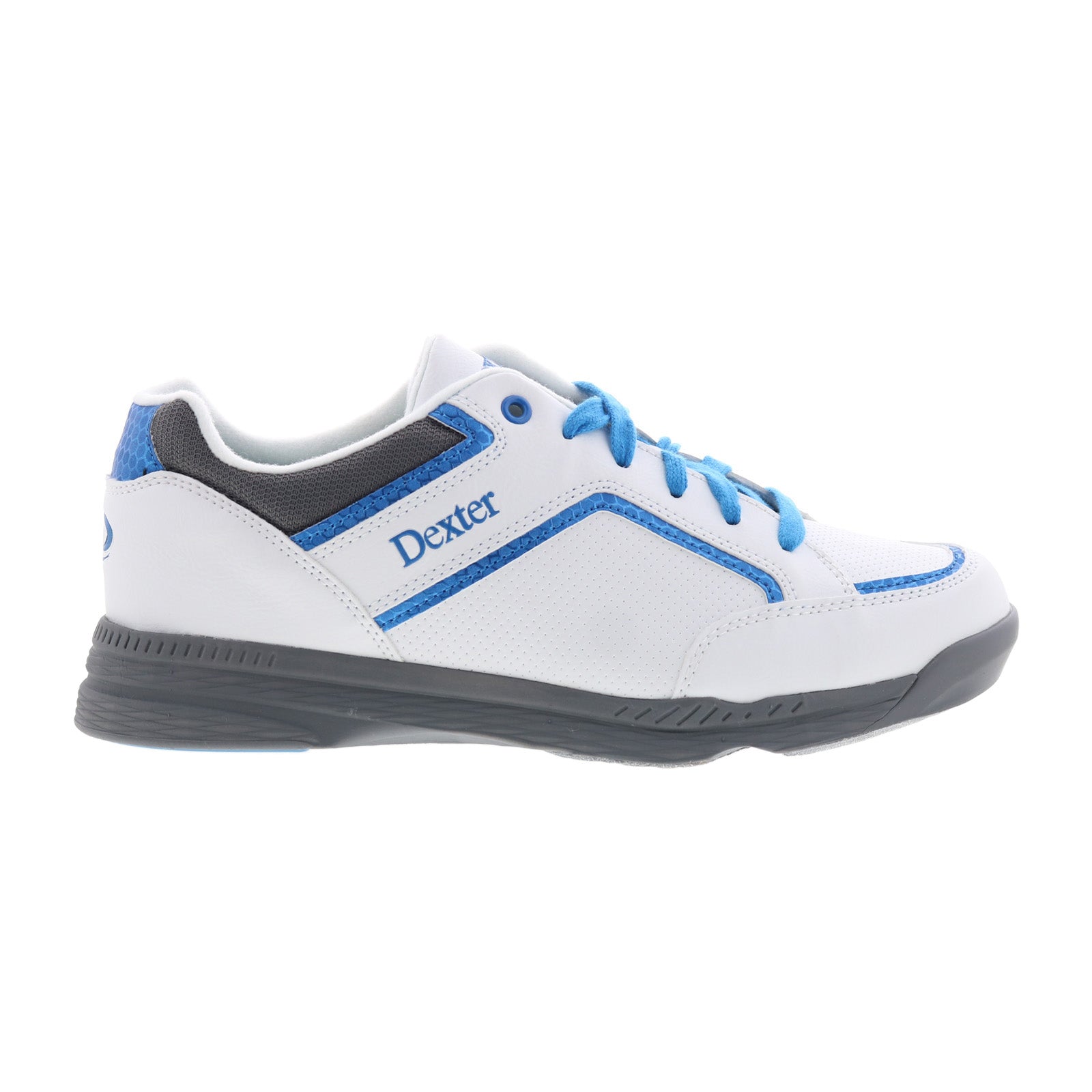dm0001248_bud_white_grey_blue_reshoot_01_dc3d684a-7f57-484f-a08d-dfe62476967b Dexter Bud DM0001248 Mens White Synthetic Lace Up Athletic Bowling Shoes - Image 1