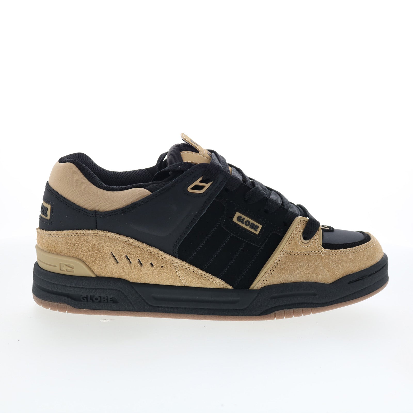 gbfus_fusion_black_dune_01_2edaa8e6-3266-414a-ae88-fc778b74ea8c Globe Fusion GBFUS Mens Black Leather Lace Up Skate Inspired Sneakers Shoes - Image 1