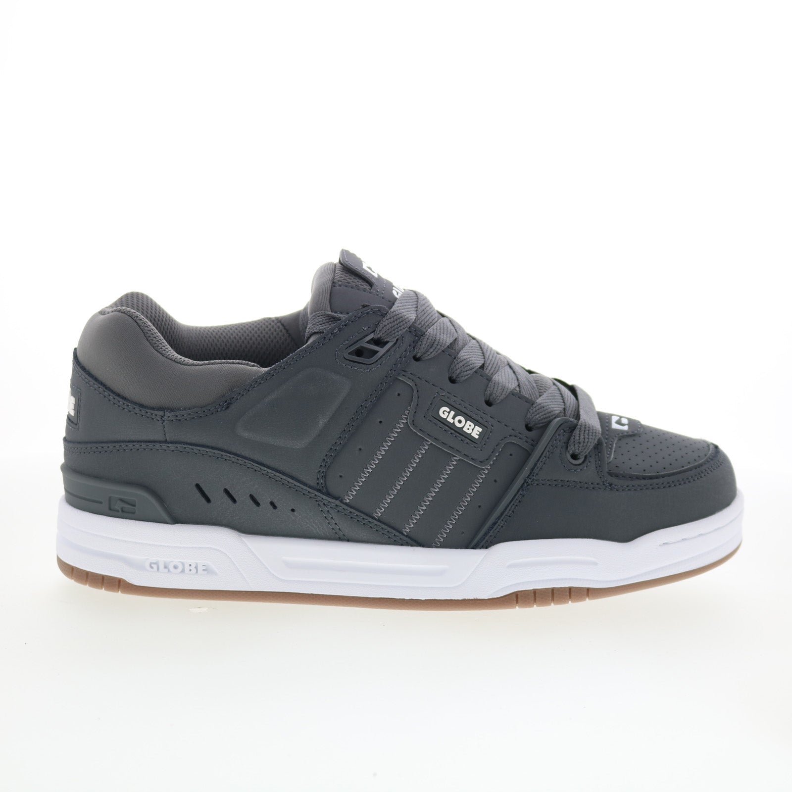 gbfus_fusion_charcoal_white_01_a6ab6a90-2998-4dd9-b4bd-c4ffc985735d Globe Fusion GBFUS Mens Black Leather Lace Up Skate Inspired Sneakers Shoes - Image 1