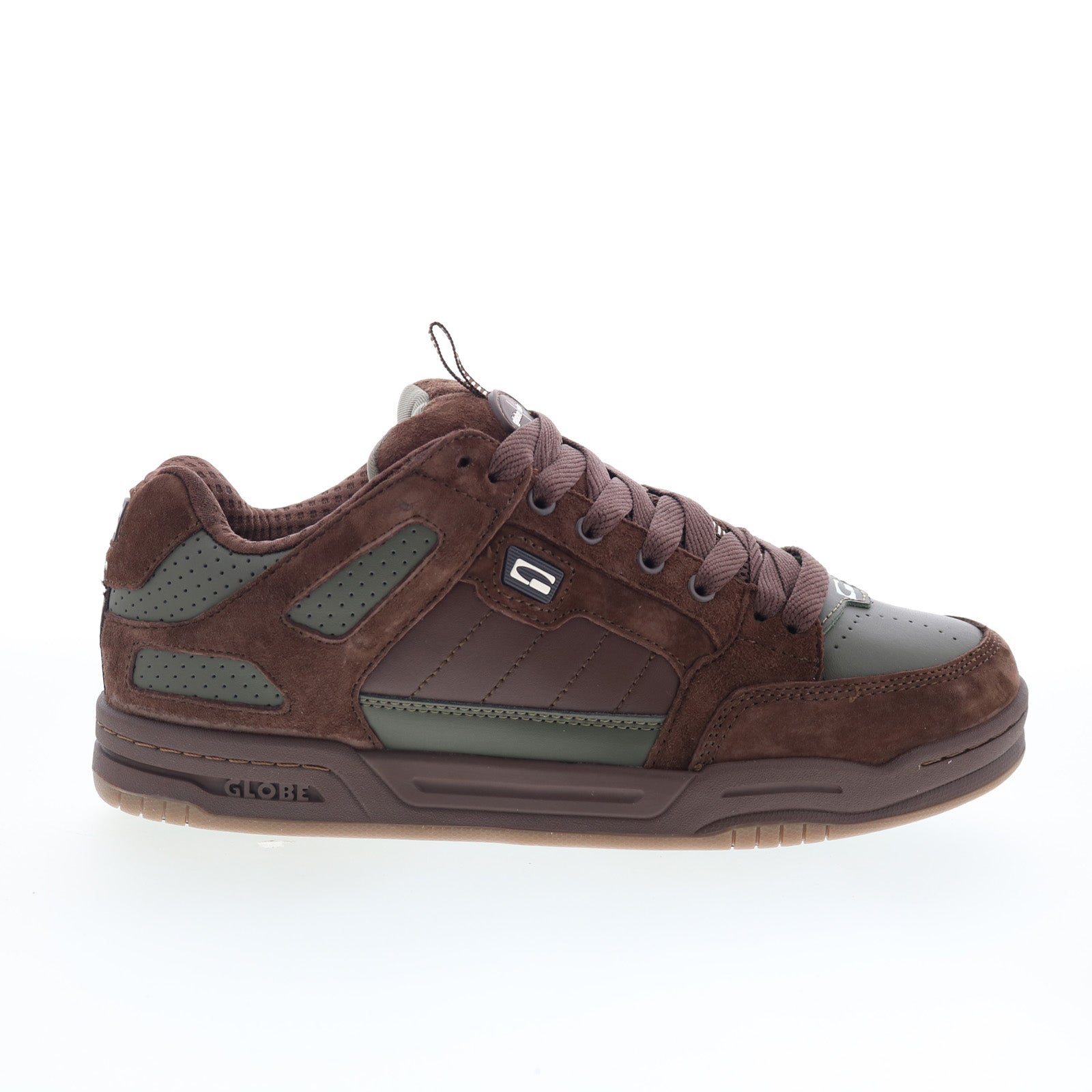 gbtiltpr_tilt_prime_brown_olive_mullen_01_ff9367ff-b88b-4268-bf04-9a3283c1e421 Globe Tilt Prime GBTILTPR Mens Brown Suede Skate Inspired Sneakers Shoes - Image 1