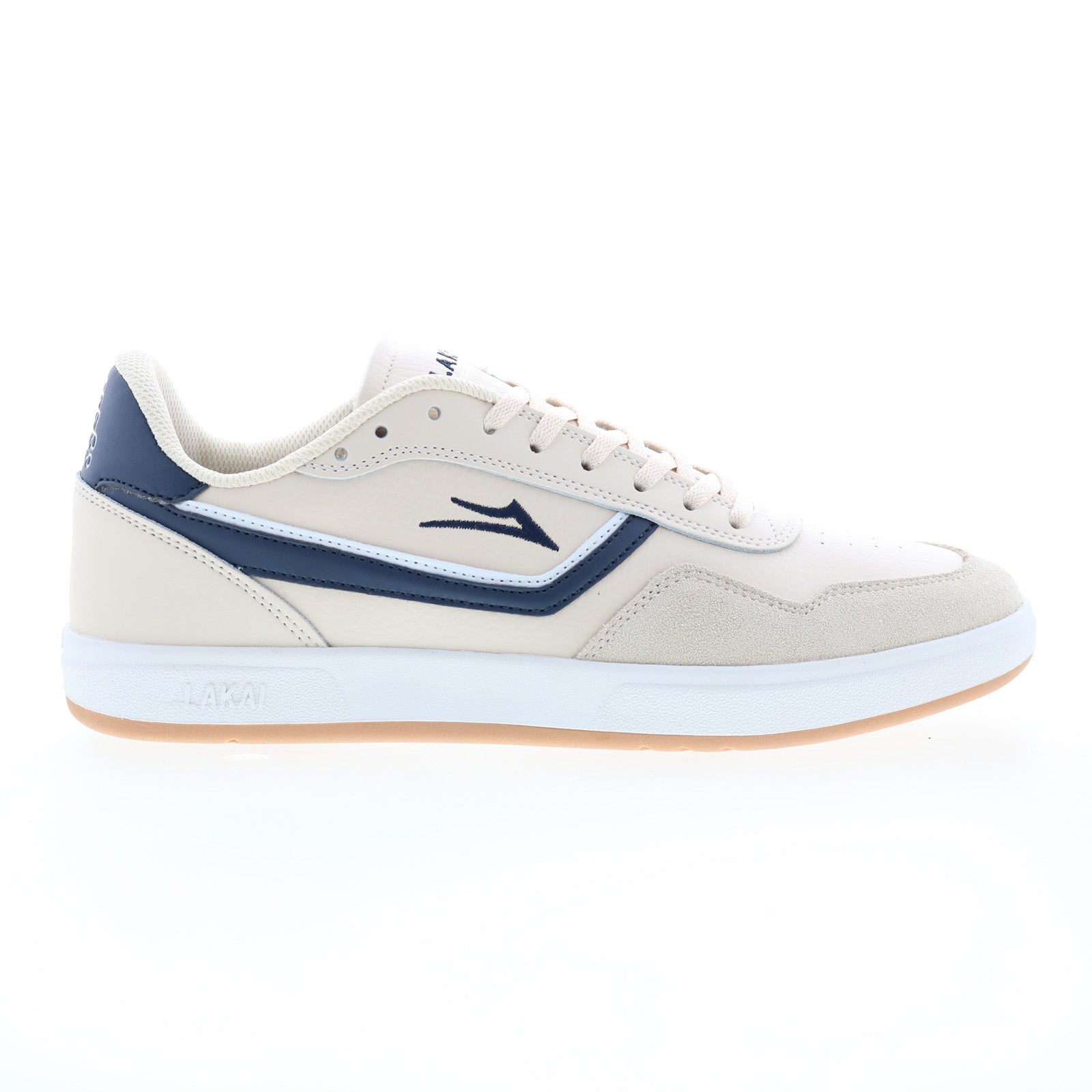 ms1240130b00-crnvs_terrace_cream_navy_suede_01 Lakai Terrace MS1240130B00 Mens Beige Suede Skate Inspired Sneakers Shoes - Image 1