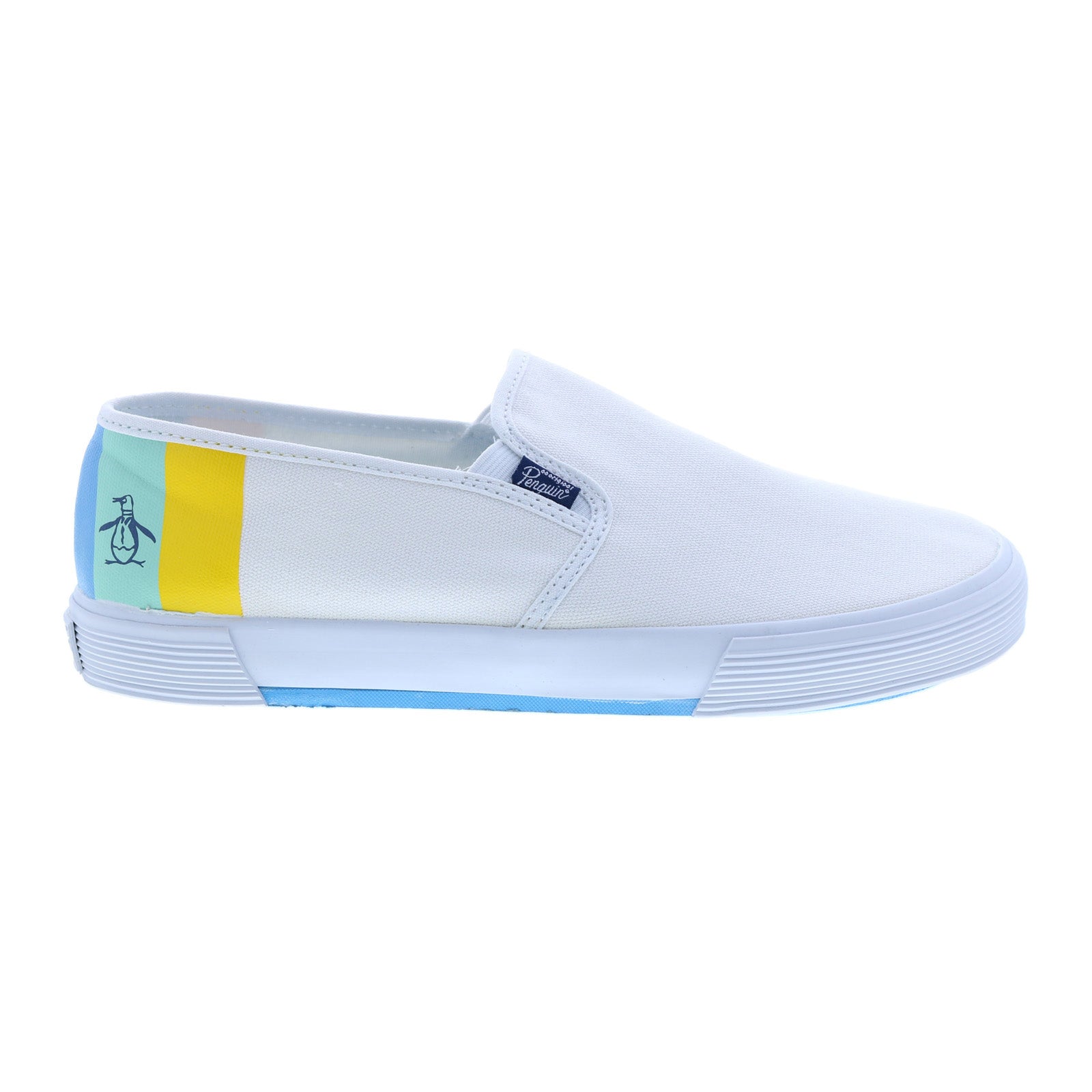 pg00028-whyl_sam_stripe_slip_on_white_yellow_reshoot_01 Original Penguin Sam Stripe Slip On Mens White Lifestyle Sneakers Shoes - Image 1