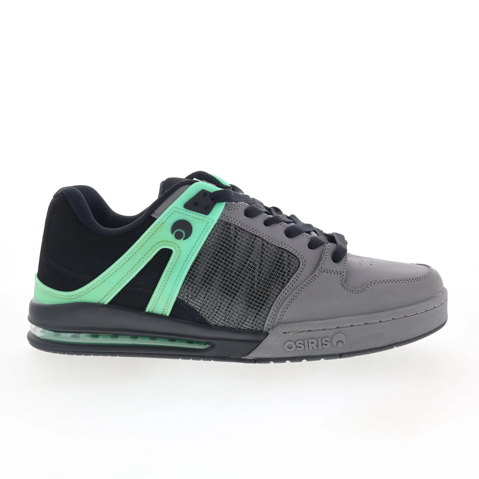 pixel_1196-2968_blk_chr_grn_glow_01 Osiris Pixel 1196 2968 Mens Gray Synthetic Skate Inspired Sneakers Shoes - Image 1