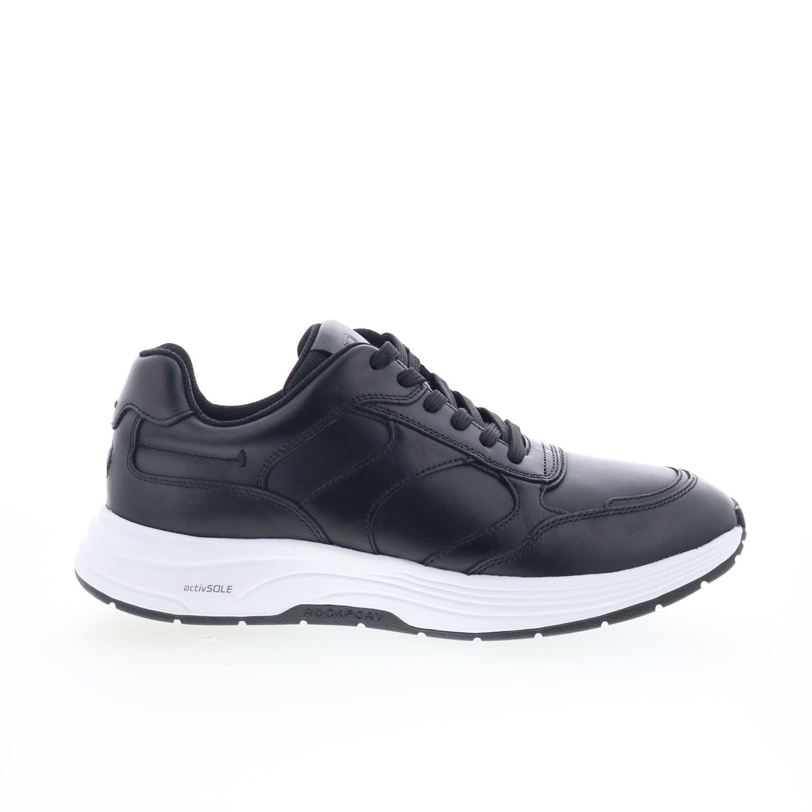 rmharrison2_black_01_44e406d9-81d0-42a8-b9e5-16e191f24fdf Rockport Harrison 2 RMHARRISON2 Mens Black Leather Lifestyle Sneakers Shoes - Image 1