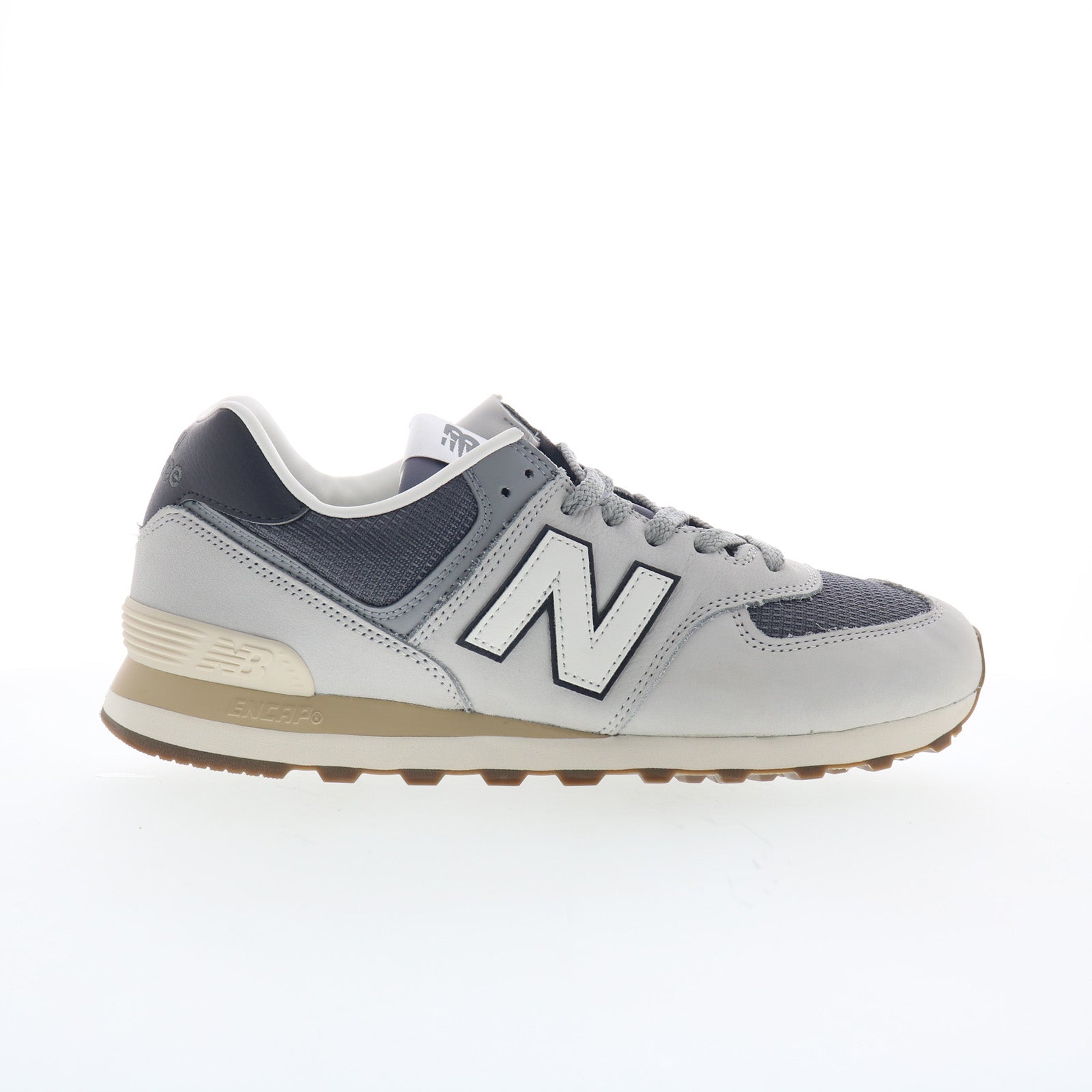 u57418x_574_black_dark_silver_metallic__01 New Balance 574 U57418X Mens Gray Leather Lace Up LifeStyle Sneakers Shoes - Image 1