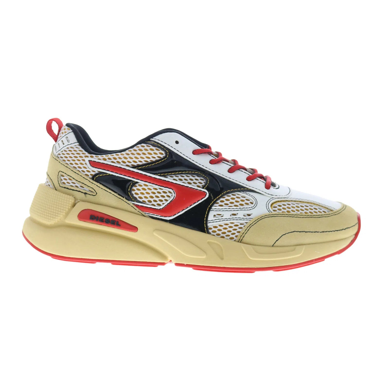 y02978-p4800-h9276_straw_fiery_red_black_reshoot_01 Diesel S-Serendipity Sport X S Mens Beige Leather Lifestyle Sneakers Shoes - Image 1